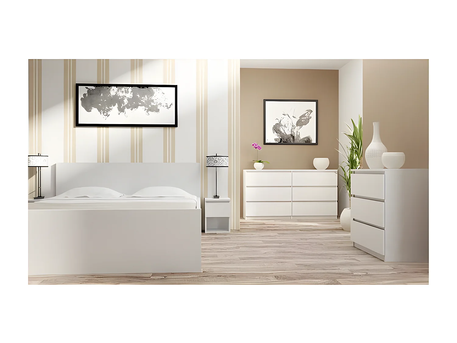 MILAN - Cómoda grande para dormitorio de 6 cajones - 30x120x77cm - Estilo escandinavo - Almacenamiento