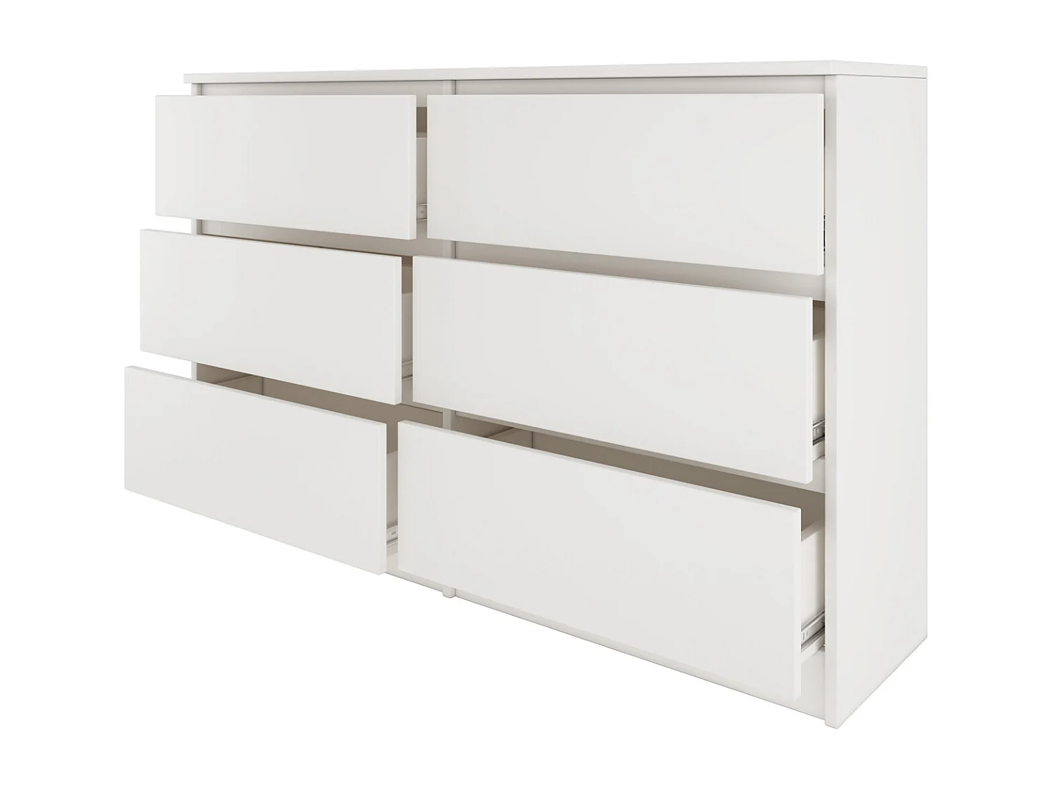 MILAN - Cómoda grande para dormitorio de 6 cajones - 30x120x77cm - Estilo escandinavo - Almacenamiento