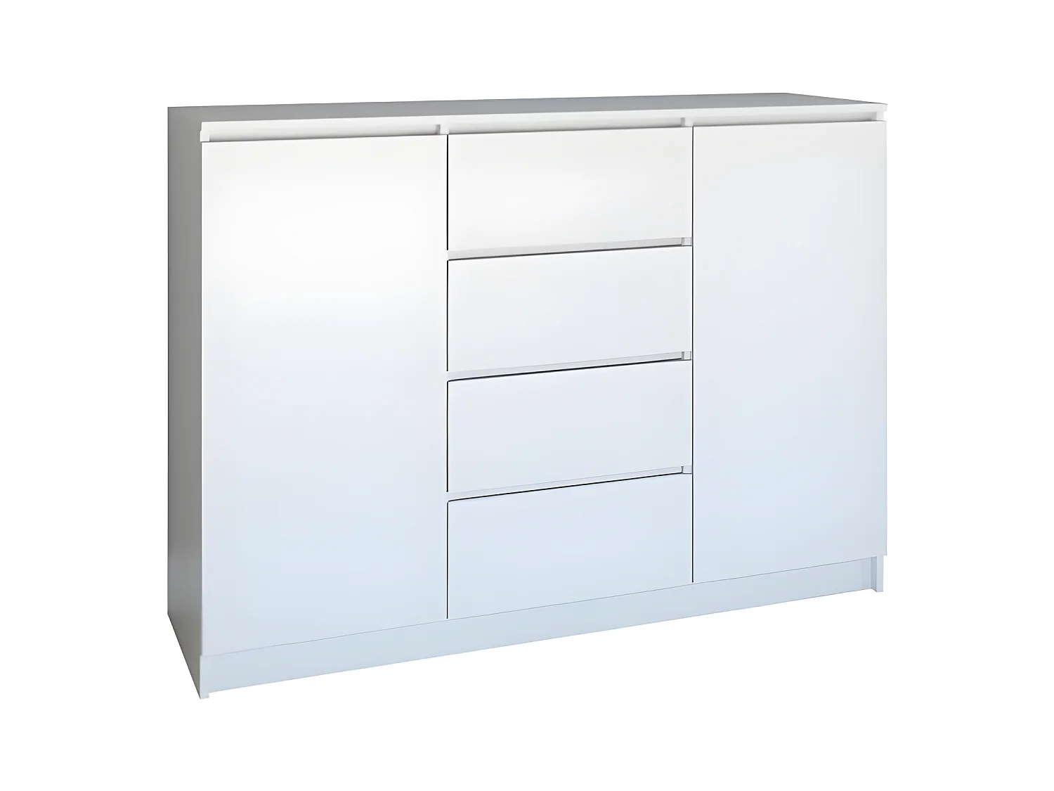 PARME - Commode de salon - 2 portes + 4 triroirs - 120x40x97 - Buffet style scandinave - Meuble de rangement
