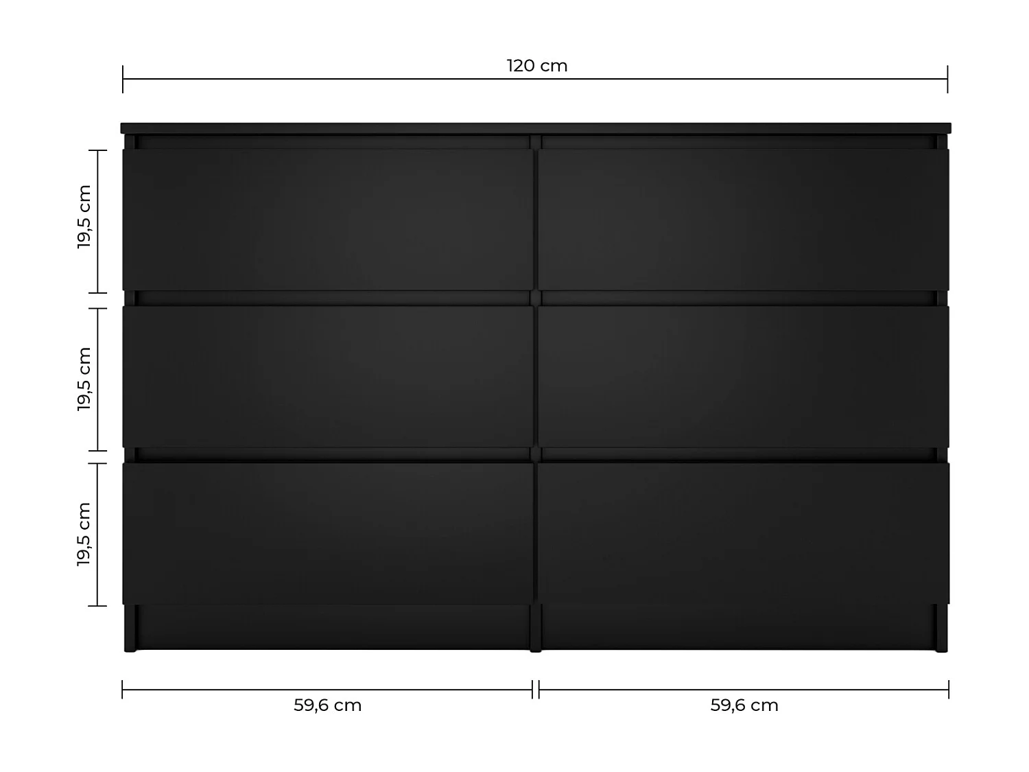 MILANO - Cassettiera grande 6 cassetti - 30x120x77cm - Stile scandinavo - Mobile contenitore - Cassettiera