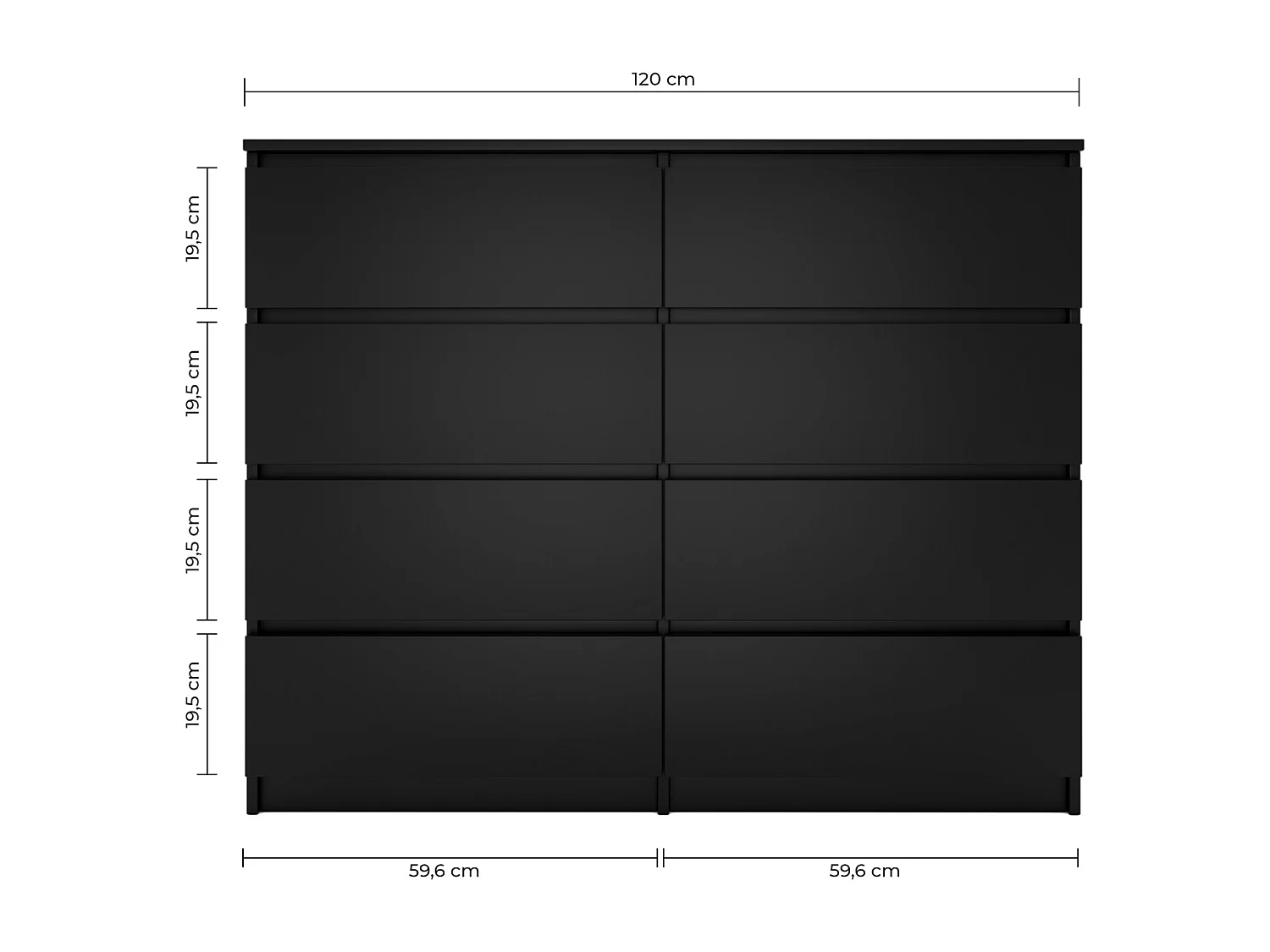 MILAN - Cómoda de 8 cajones - dormitorio - estilo moderno - mueble de almacenamiento