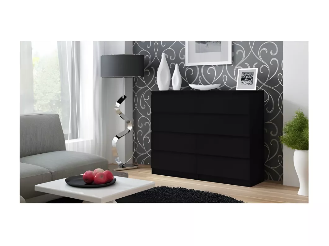 Kauf Unique CDF Kommode Malwa M8 120 | Farbe: Schwarz | Schrank für Dokumente, Kleinigkeiten | Ideal für Wohnzimmer, Schlafzimmer, Kinderzimmer, Jugendzimmer und Büro | 8 geräumige Schubladen