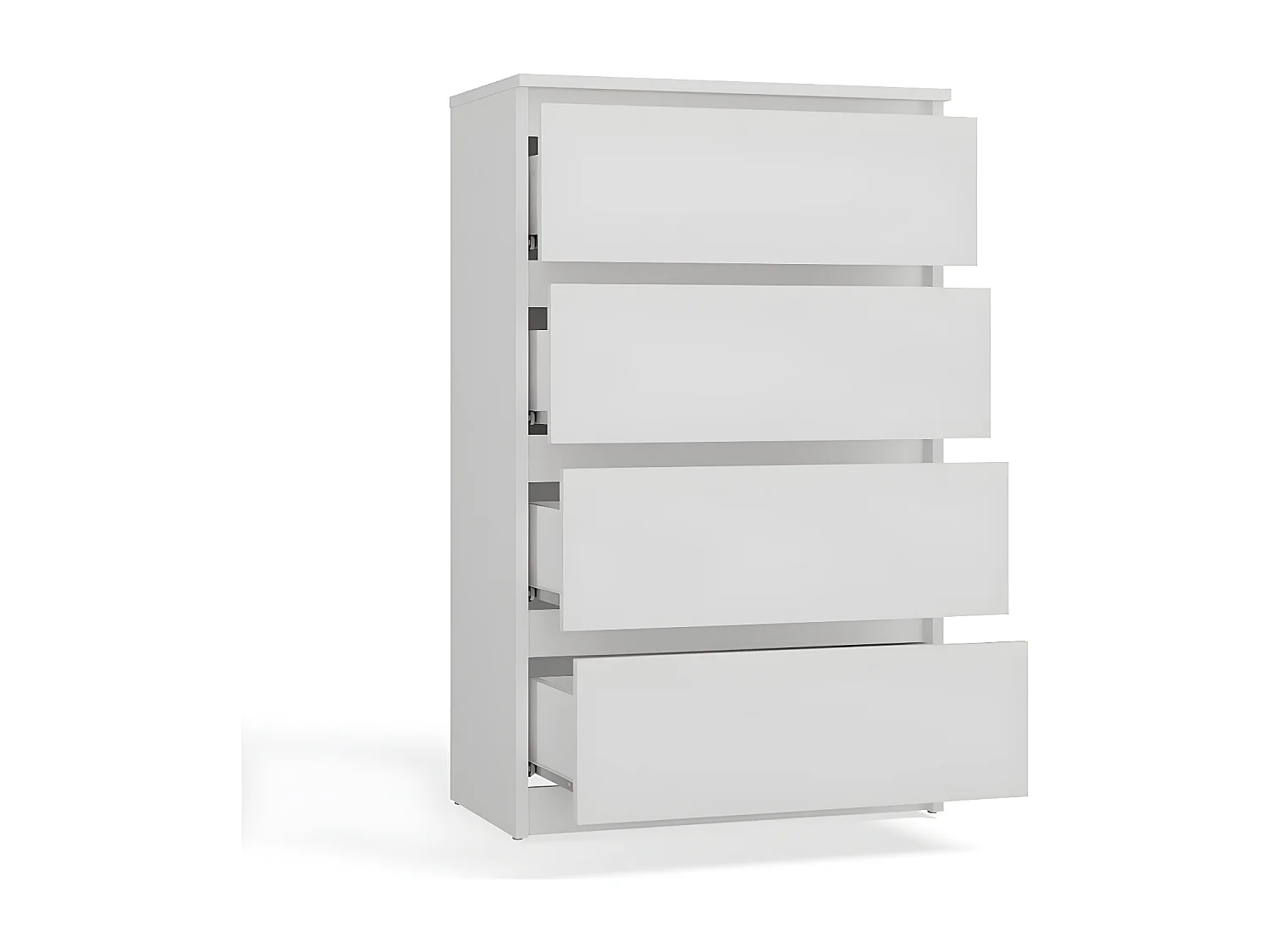 ASTER T4 - Cómoda moderna de 4 cajones - 97x70x40 - Mueble de almacenaje - Estilo escandinavo - Acabado blanco mate