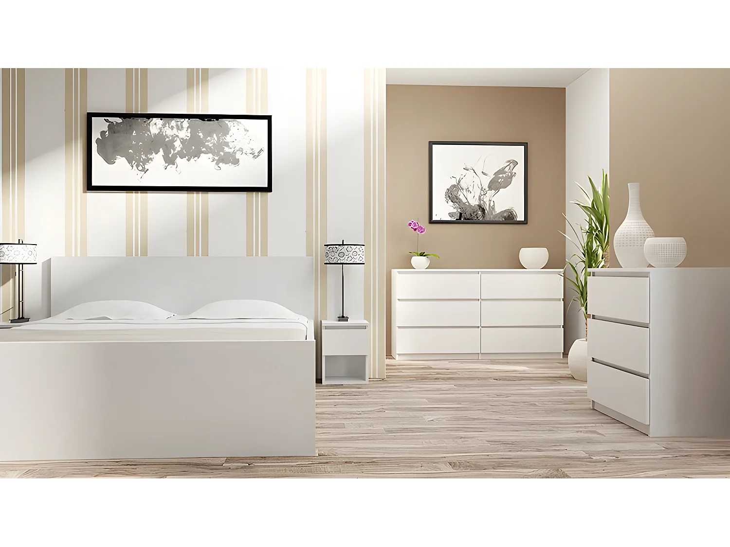 ASTER - Cómoda grande para dormitorio sala de estar despacho - 6 cajones - 138x40x75cm - 6 cajones - Estilo escandinavo