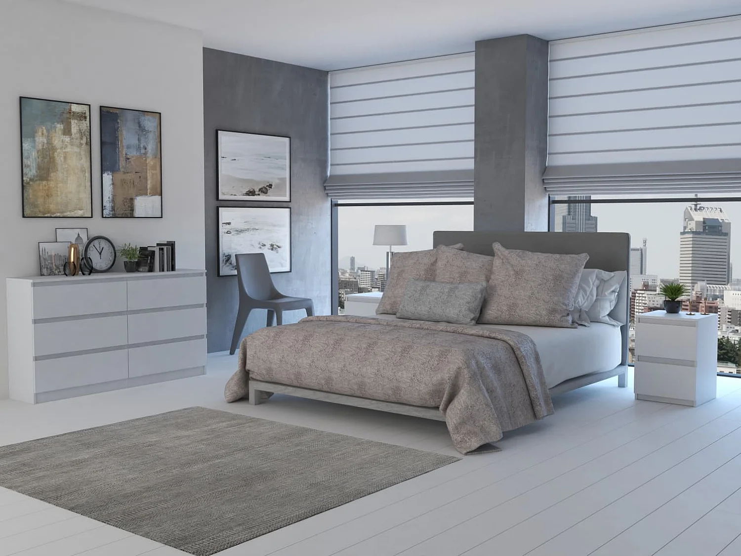 ASTER - Cómoda grande para dormitorio sala de estar despacho - 6 cajones - 138x40x75cm - 6 cajones - Estilo escandinavo