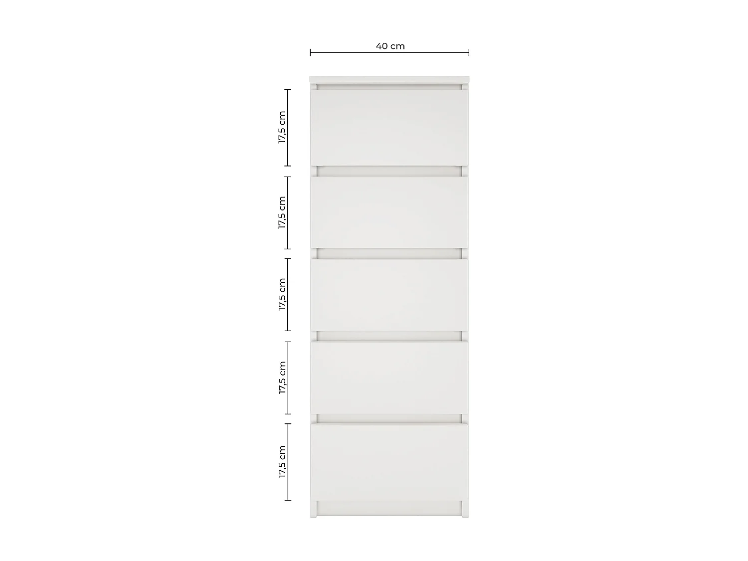 VENEZIA - Cassettiera moderna spaziosa a 5 cassetti - Design minimalista - Dimensioni: 111x40x45 - Frontali dei cassetti senza maniglie