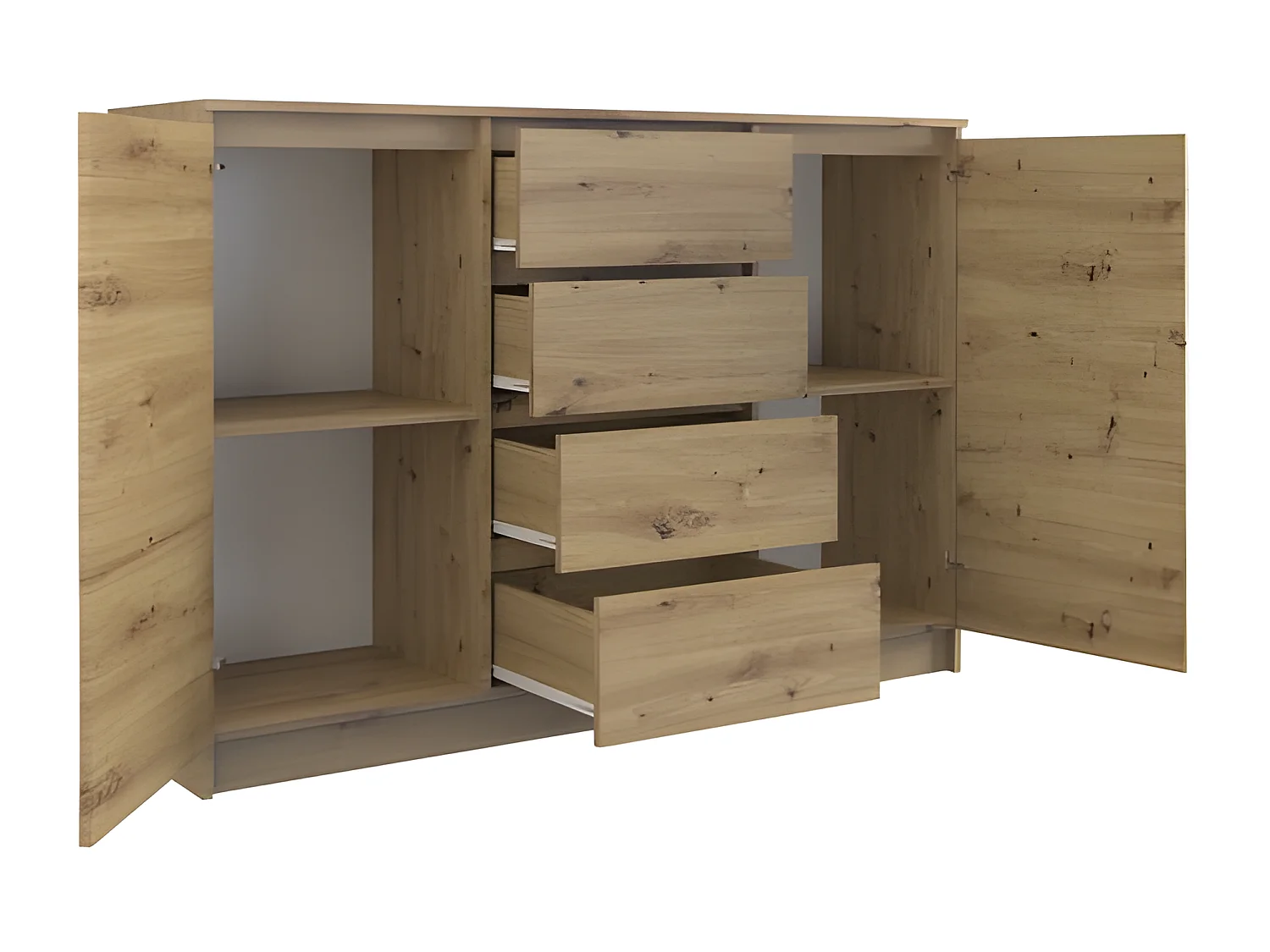 PARME | Cómoda contemporánea 120x40x97 2 puertas + 4 cajones dormitorio/salón/oficina | aparador escandinavo | Gabinete de almacenamiento moderno