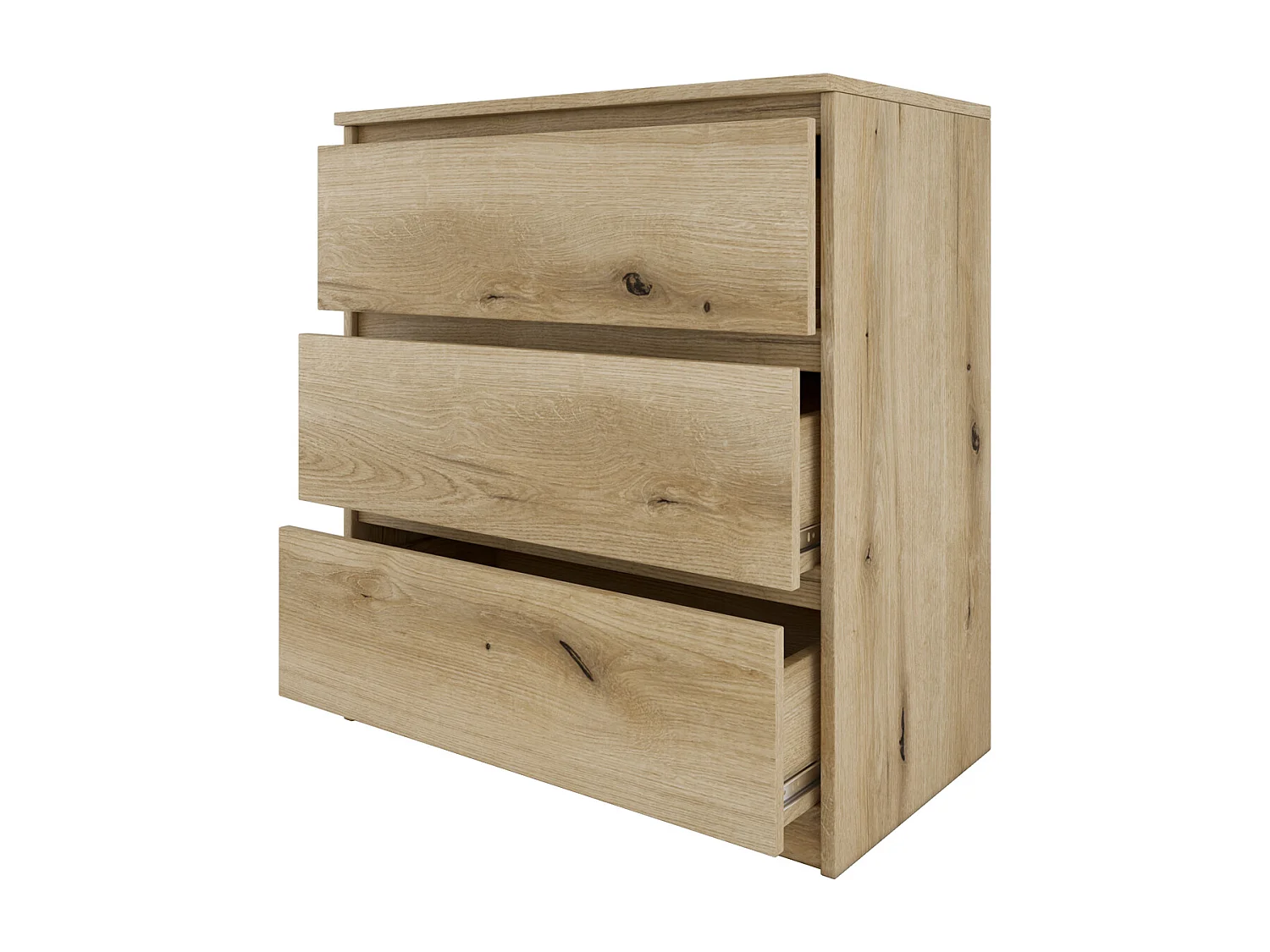 ASTER T3 - Cómoda para dormitorio, despacho o salón - 70x40x77 - 3 cajones - mueble de almacenamiento moderno - estilo escandinavo - tocador