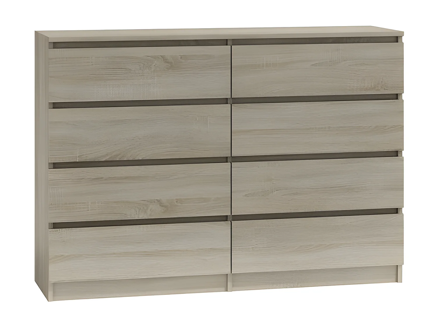 MILÁN 8/120 | Cómoda contemporánea para dormitorio/salón/oficina 40x120x97 | 8 cajones deslizantes | Unidad de almacenamiento | Armario