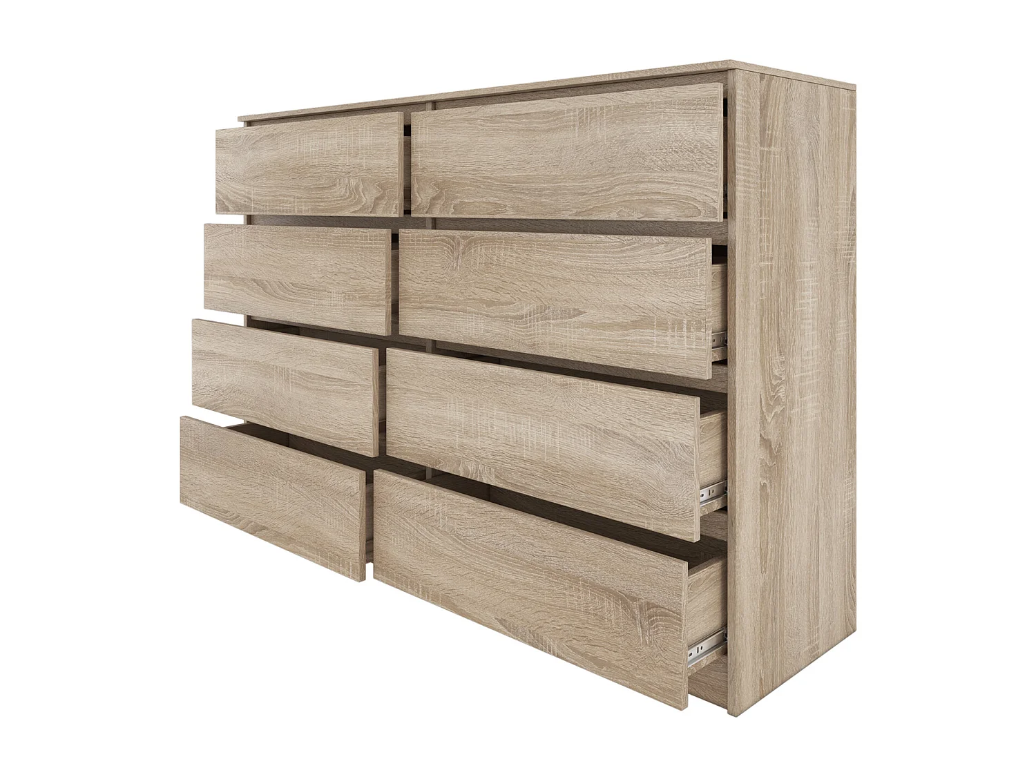 MILÁN 8/120 | Cómoda contemporánea para dormitorio/salón/oficina 40x120x97 | 8 cajones deslizantes | Unidad de almacenamiento | Armario