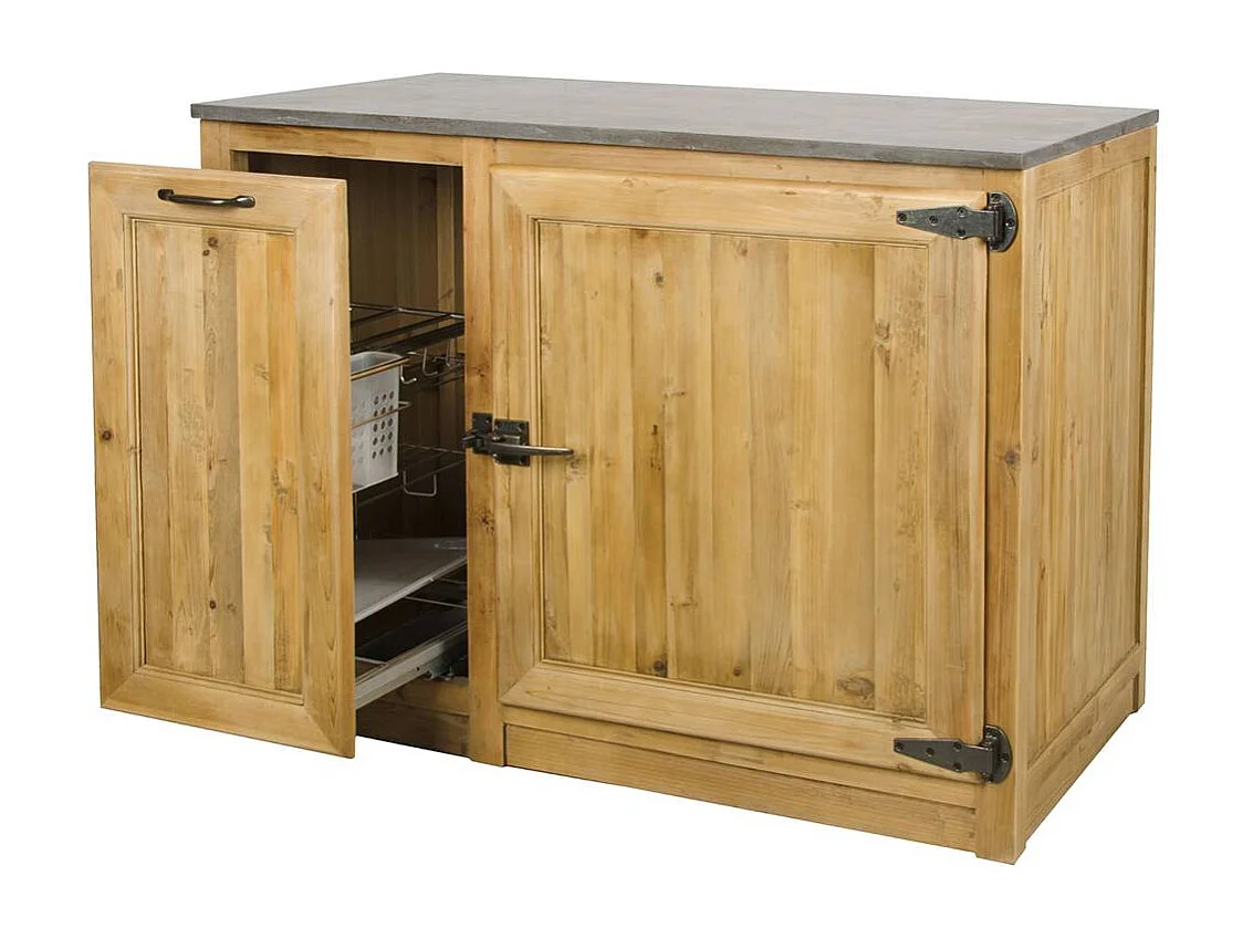 Meuble bas de cuisine avec tiroir coulissant Champêtre