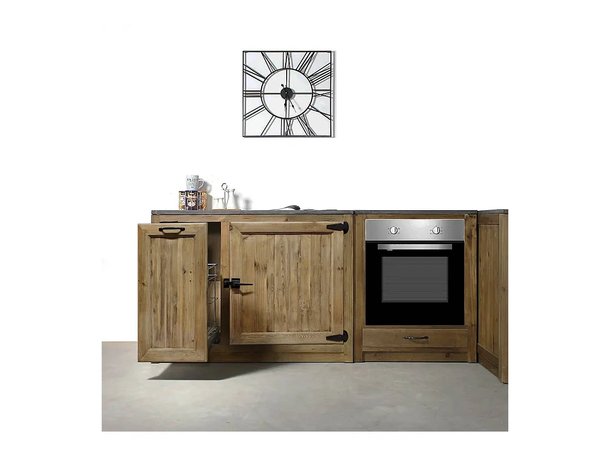 Meuble bas de cuisine avec tiroir coulissant Champêtre