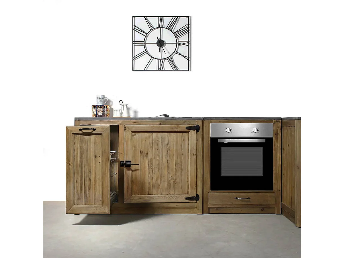 Meuble bas de cuisine avec tiroir coulissant Champêtre