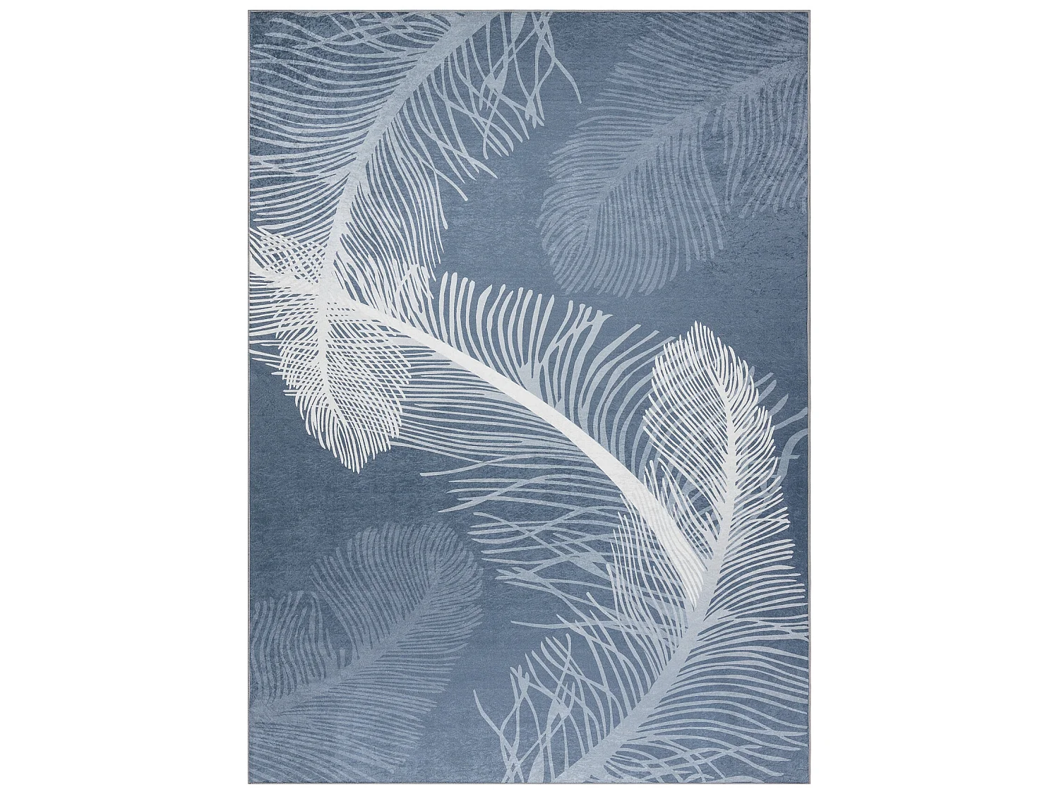 Tapis lavable ANDRE 1148 Plumes antidérapant - bleu 80x150 cm