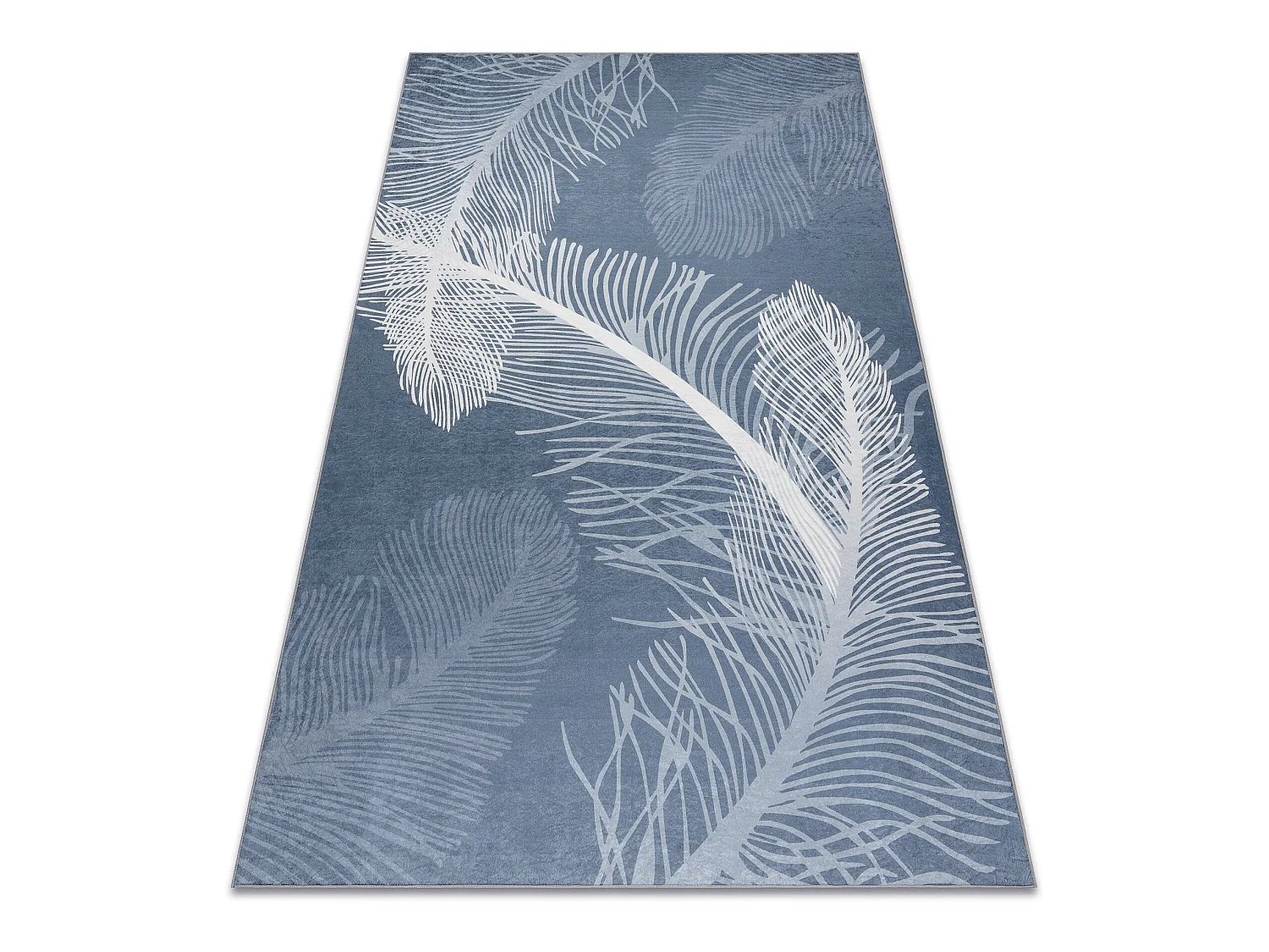 ANDRE 1148 tapijt wasbaar veren, vintage antislip - blauw 80x150 cm