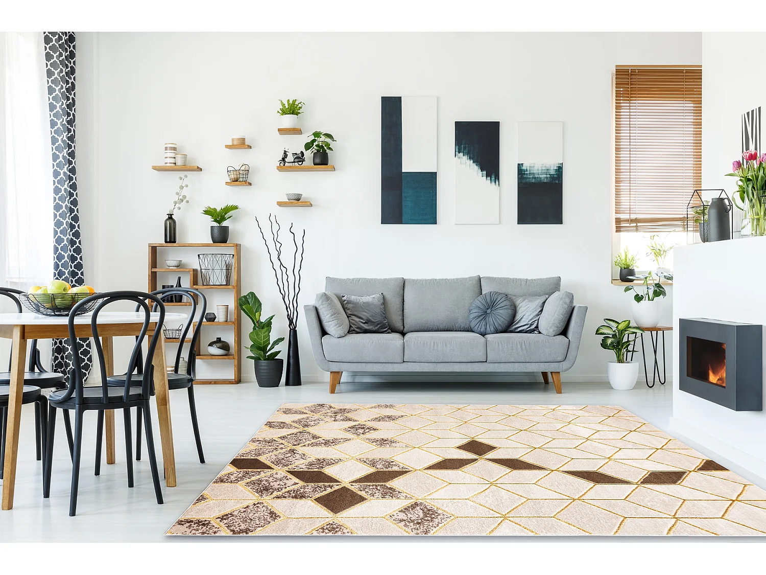 Modern MEFE Teppich B400 Würfel, geometrisch 3D - Strukturell zwei Eb 140x190 cm