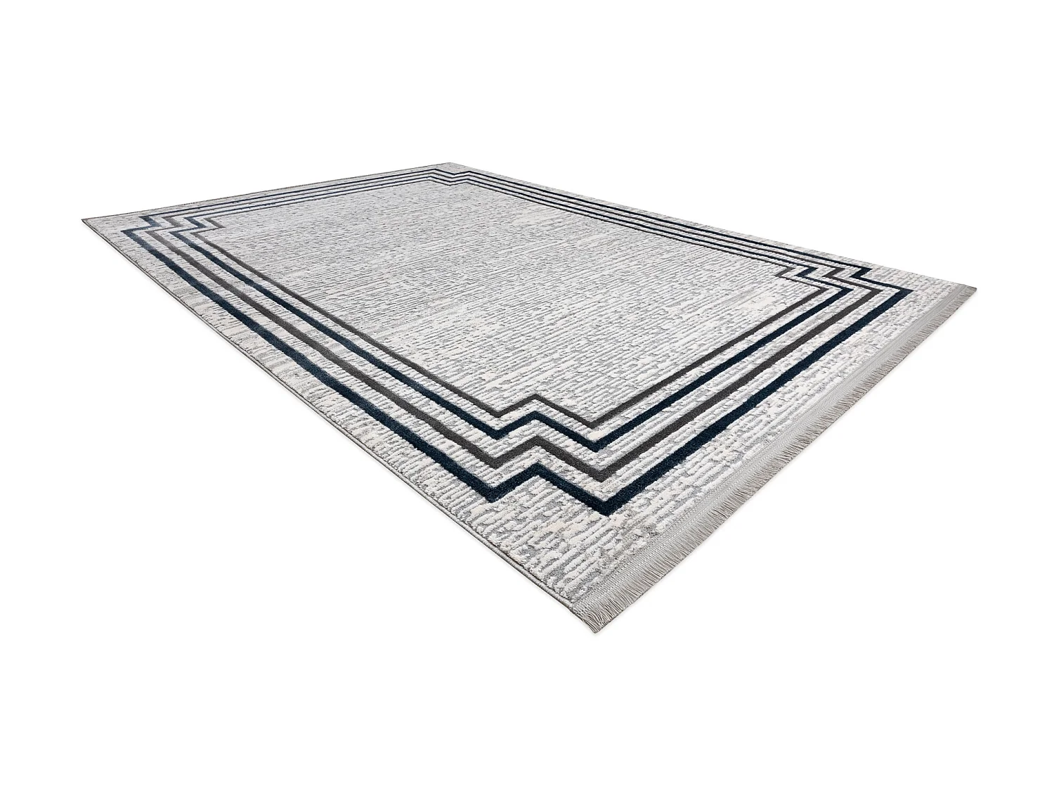 Tapijt modern TULS 51242 frame ivoorkleur / blauw 80x150 cm