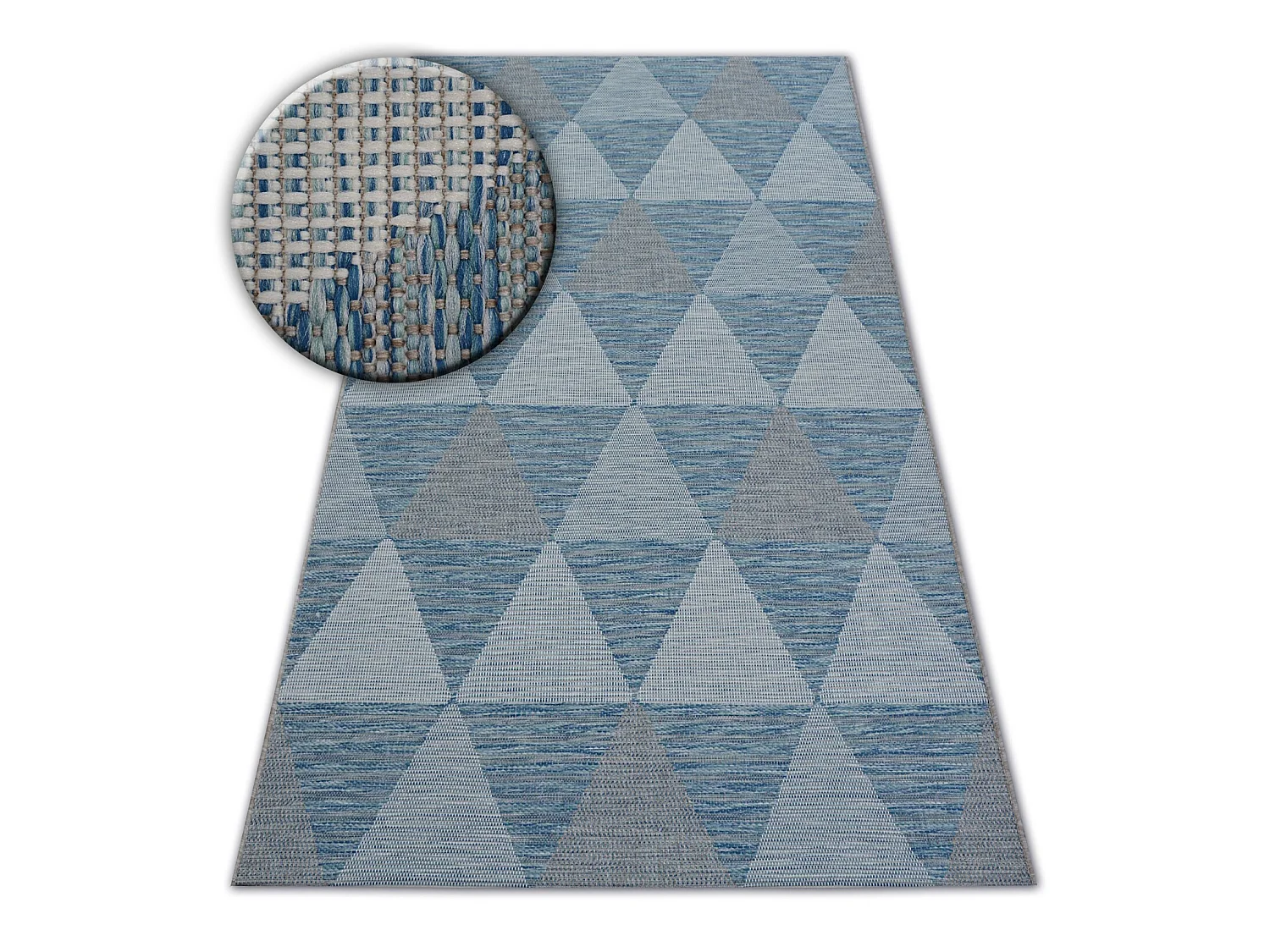 Tapis EN CORDE SIZAL LOFT 21132 TRIANGLES ivoire/argentin/bleu 140x200 cm