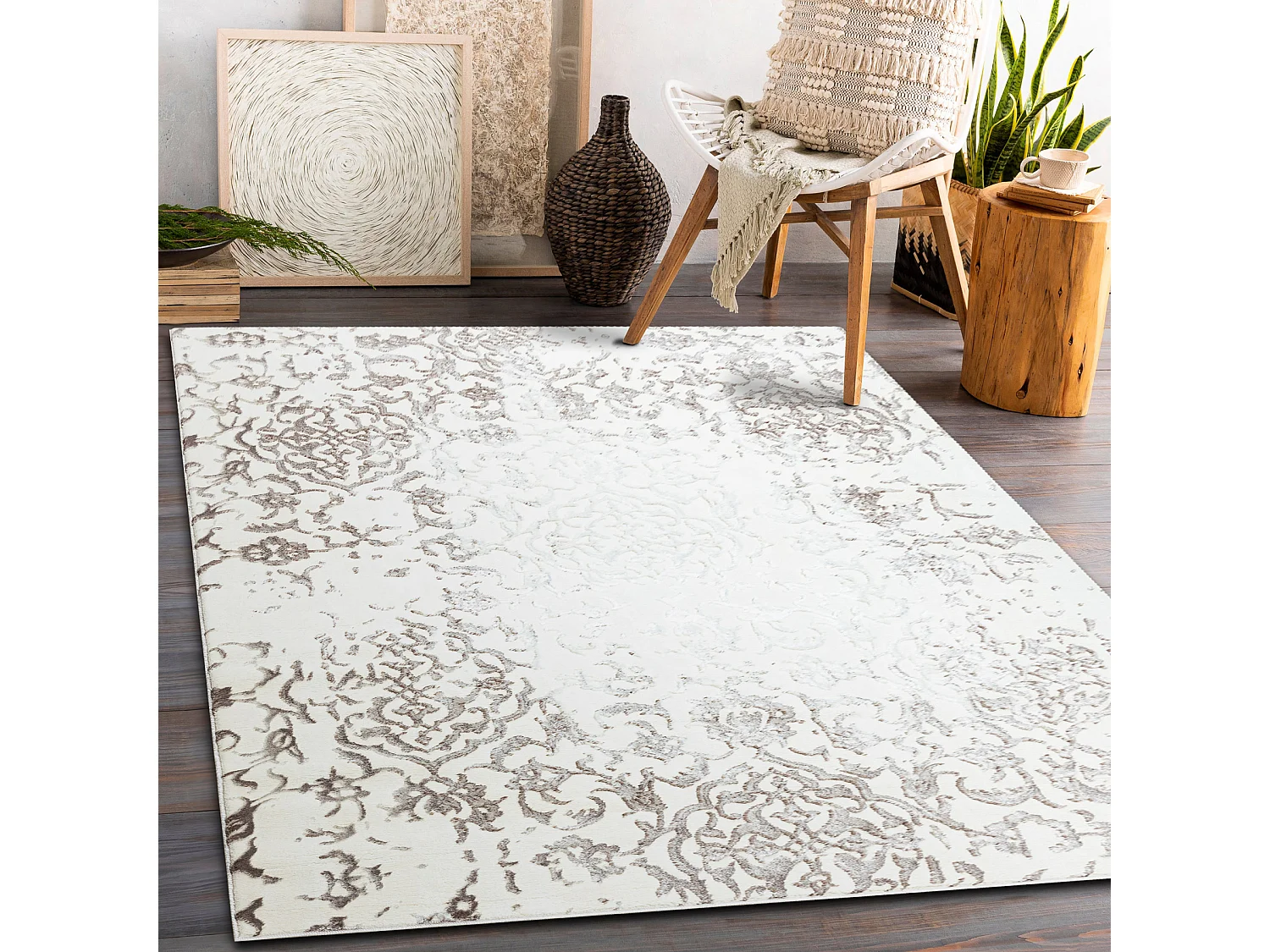 Tapijt CORE 247A Ornament Vintage - structureel, twee lagen vlies, cr� 140x190 cm