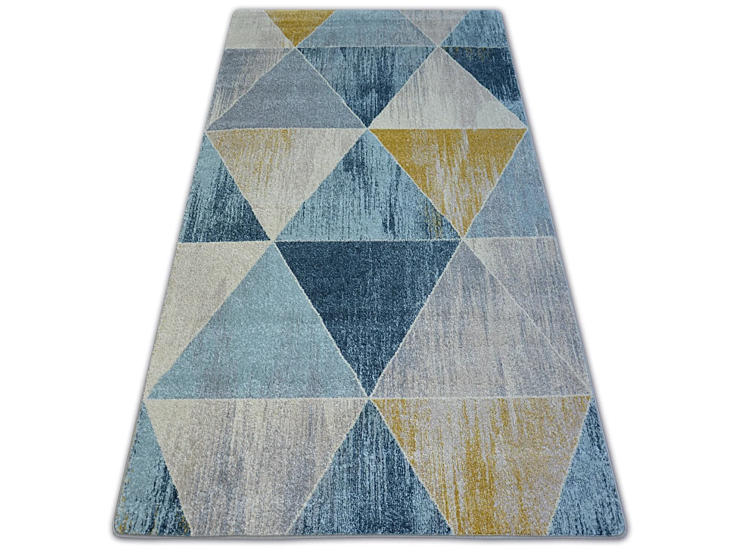 Tapis NORDIC TRIANGLES bleu et crème G4584 140x190 cm