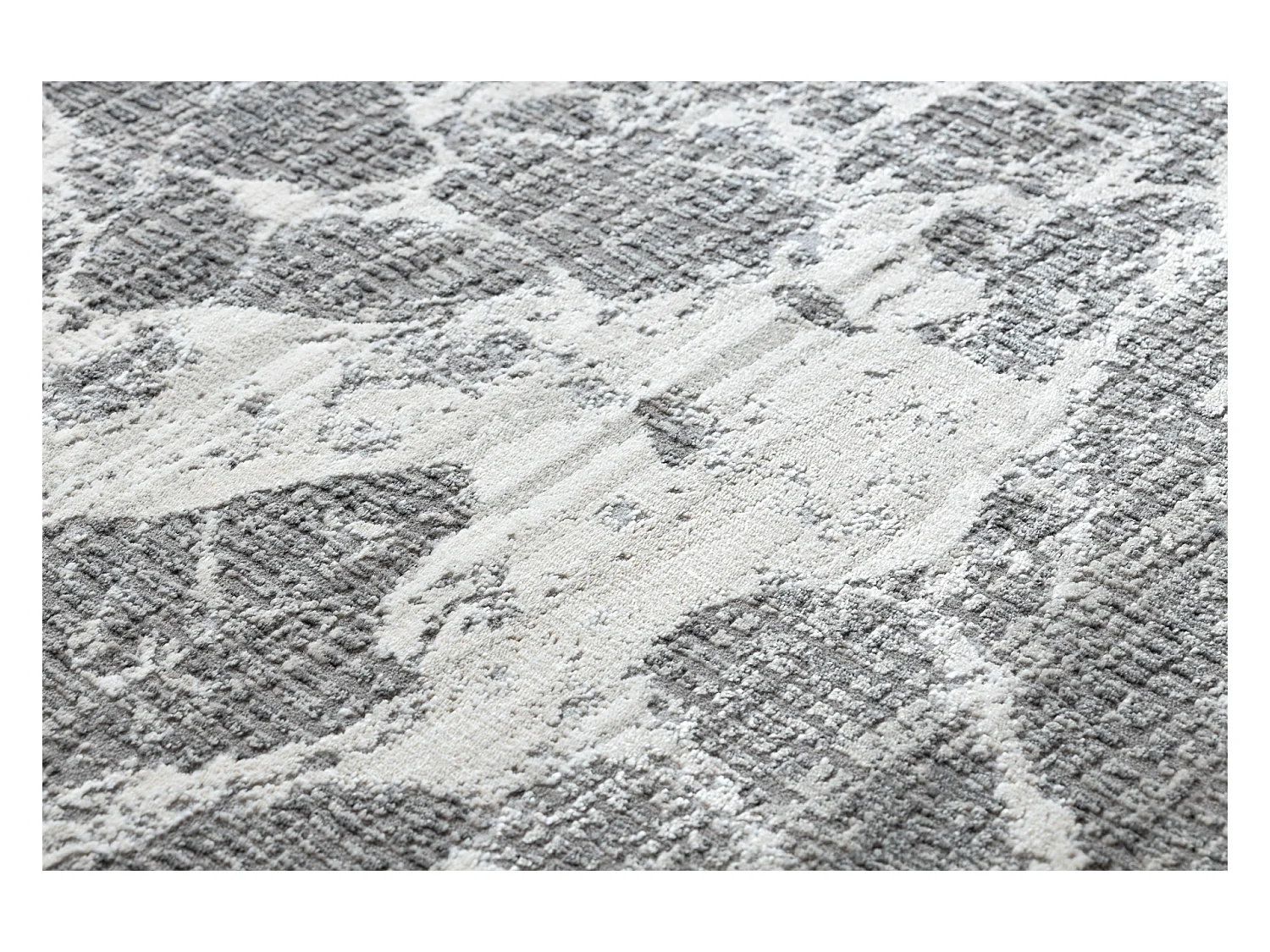 Tapis moderne REBEC franges 51186B Marbre - deux niveaux de molleton c 140x190 cm