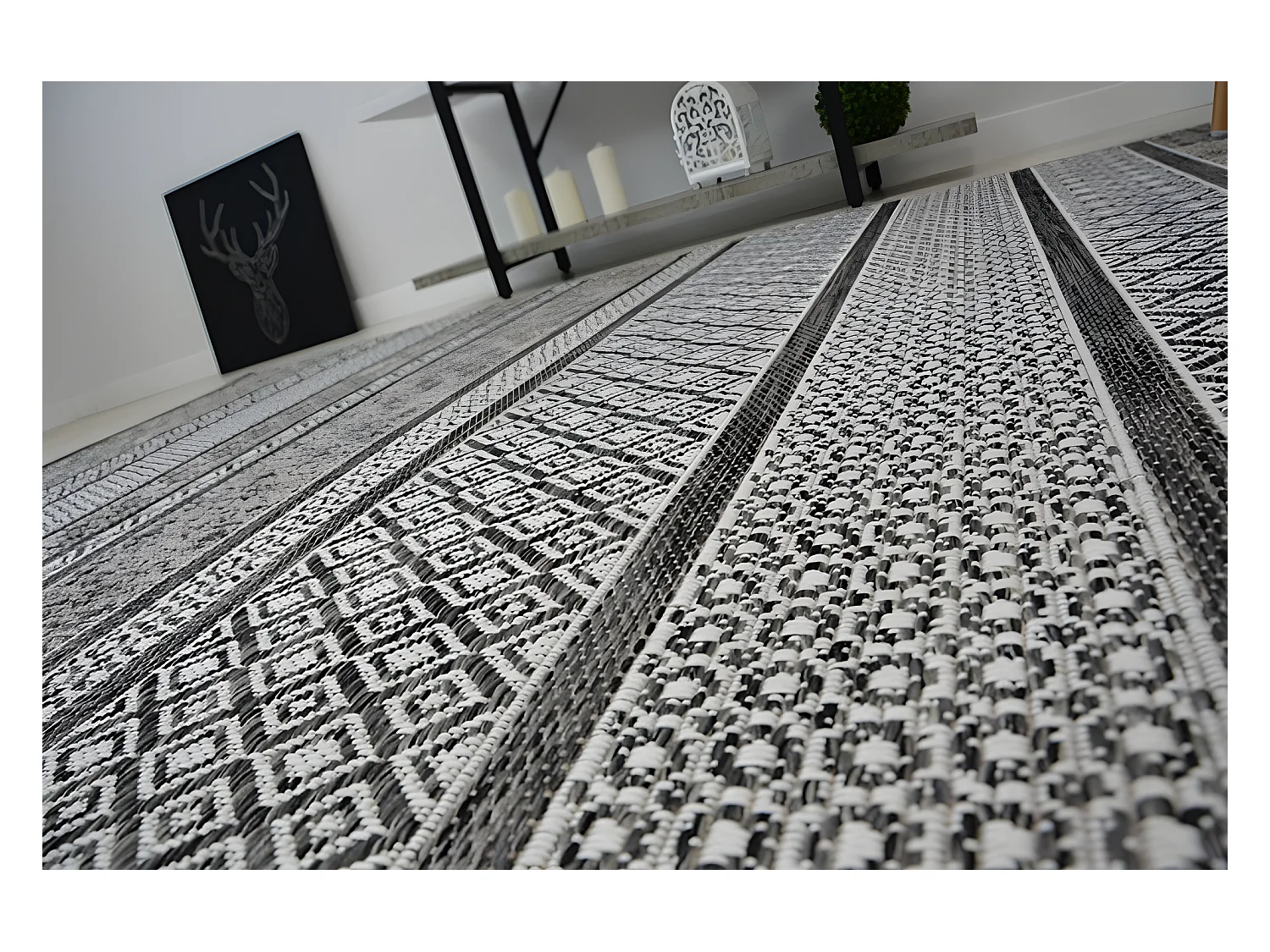 Tapis EN CORDE SIZAL LOFT 21118 BOHO ivoire/argentin/gris 60x110 cm