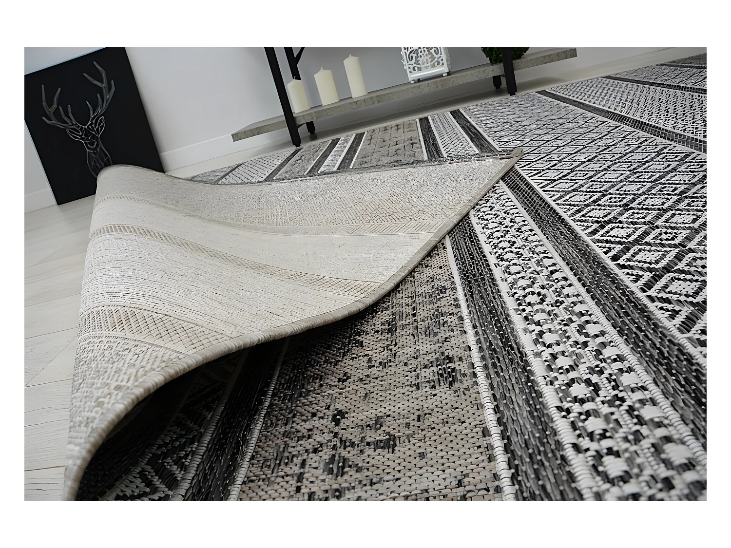 Tapis EN CORDE SIZAL LOFT 21118 BOHO ivoire/argentin/gris 60x110 cm