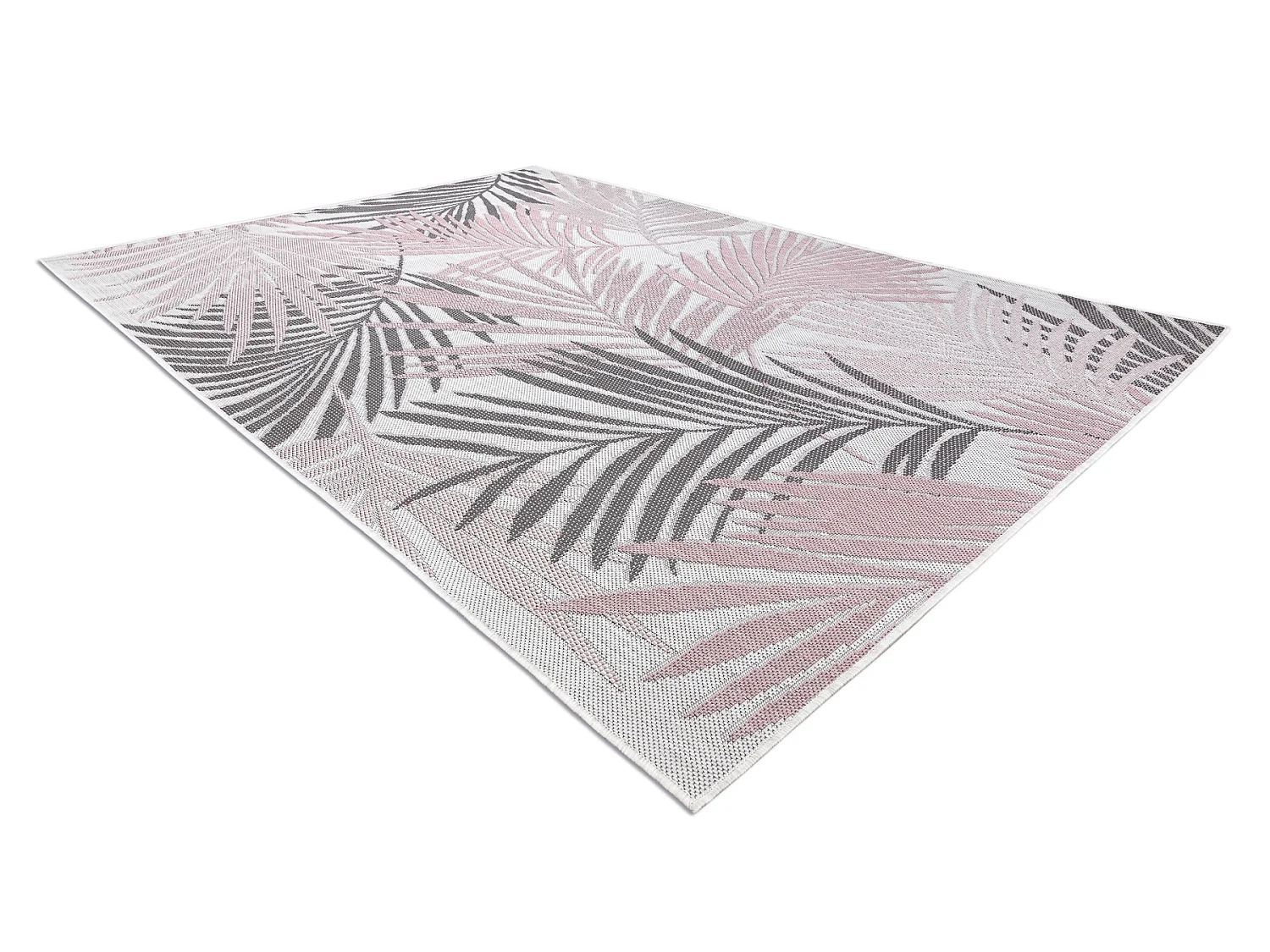 Tapijt SISAL SION Palmblad, tropisch 2837 Plat geweven ecru / roze 80x150 cm