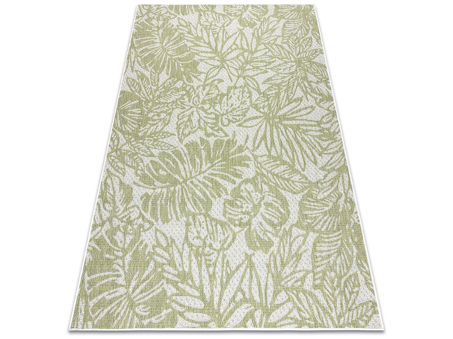 Tapijt SISAL SION Bladeren, tropisch 22128 Plat geweven ecru / groente 200x290 cm