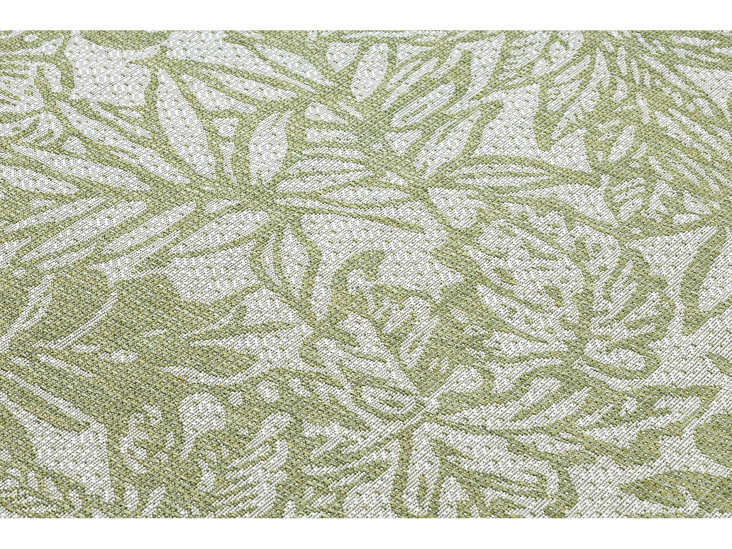 Tapijt SISAL SION Bladeren, tropisch 22128 Plat geweven ecru / groente 200x290 cm