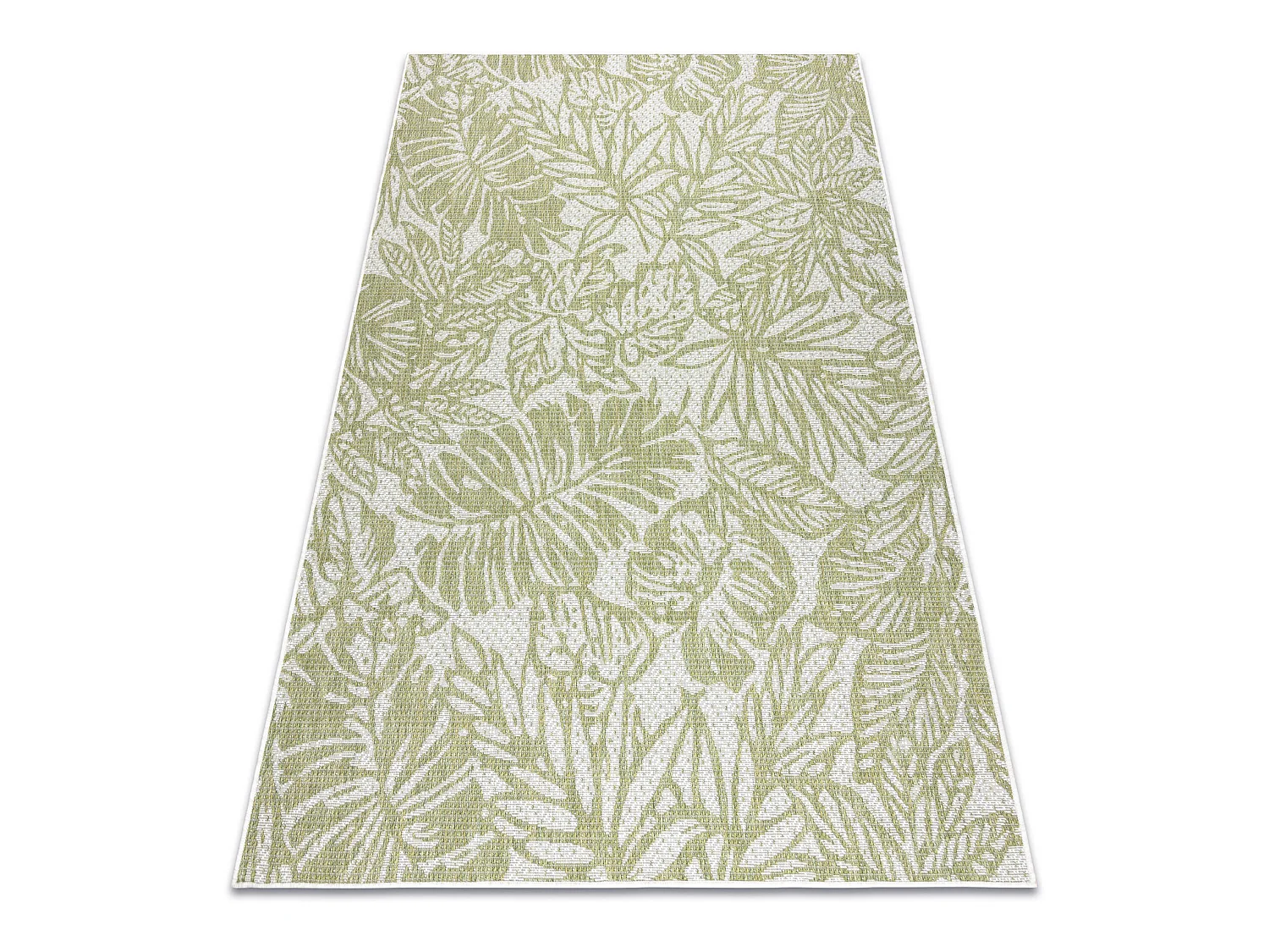 Tapijt SISAL SION Bladeren, tropisch 22128 Plat geweven ecru / groente 200x290 cm