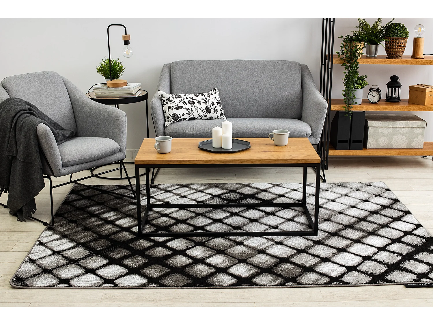 Tapijt INTERO REFLEX 3D Geruite , grijskleuring 140x190 cm