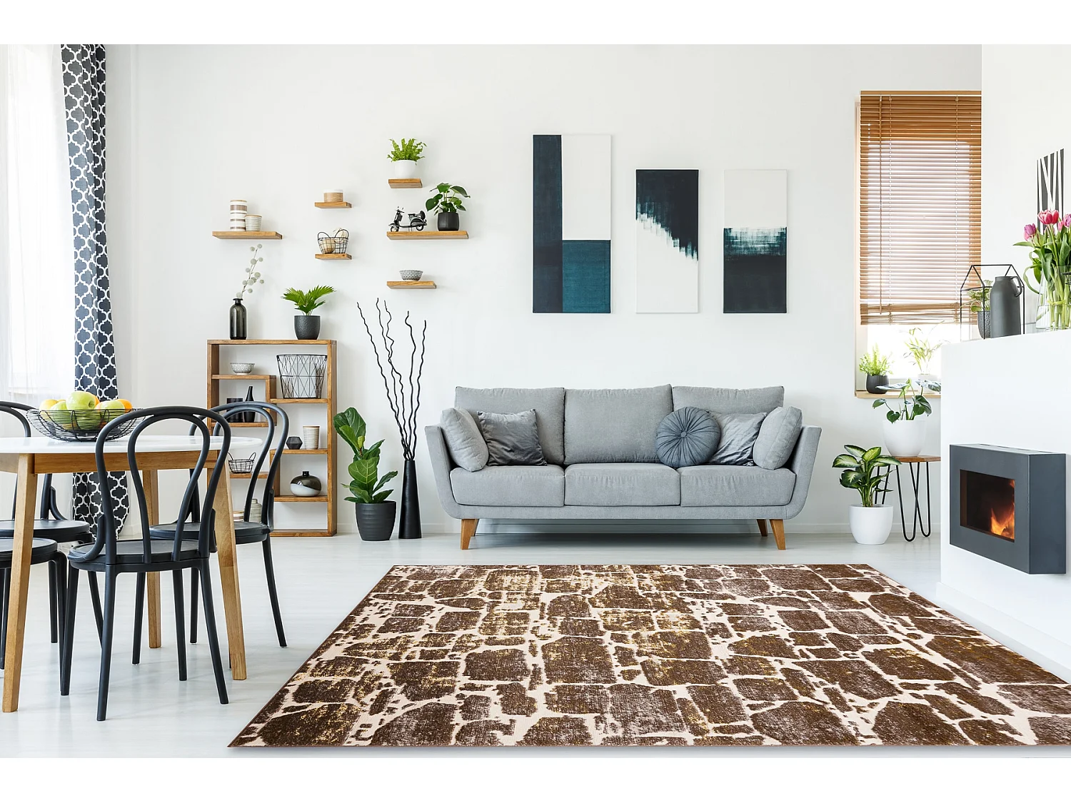 Tapijt MEFE modern 6184 Straatstenen , - Structureel, twee poolhoogte  200x290 cm