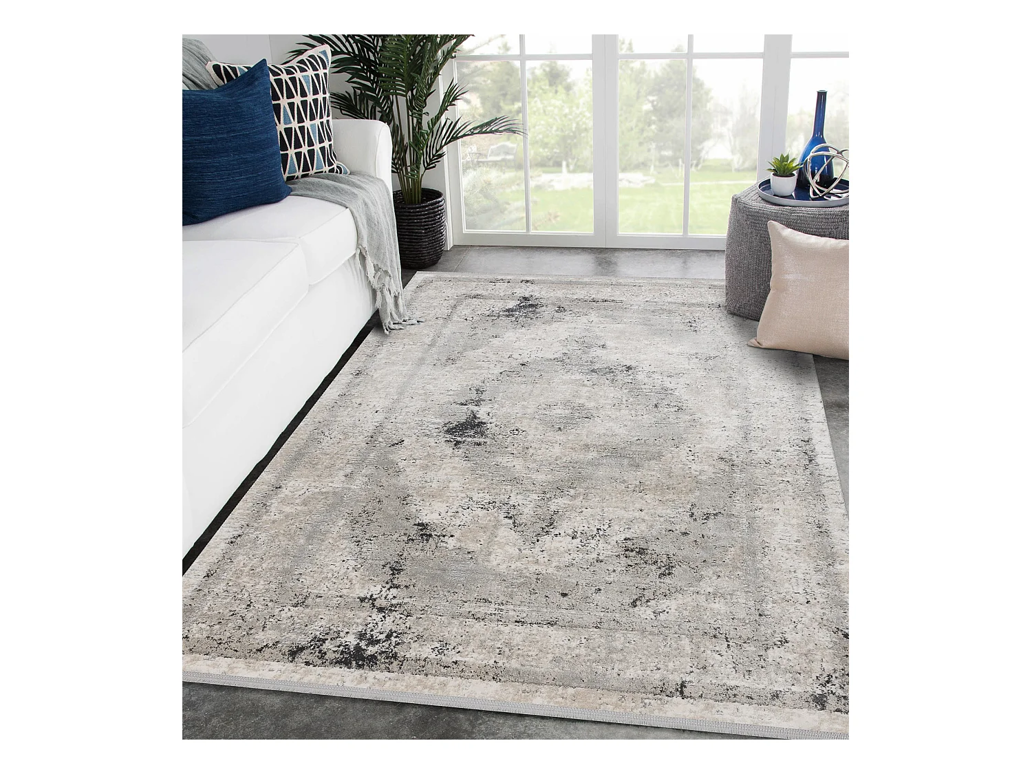 Tapis TULS structural, franges 51321 vintage, Cadre, Rosette beige / g 140x190 cm