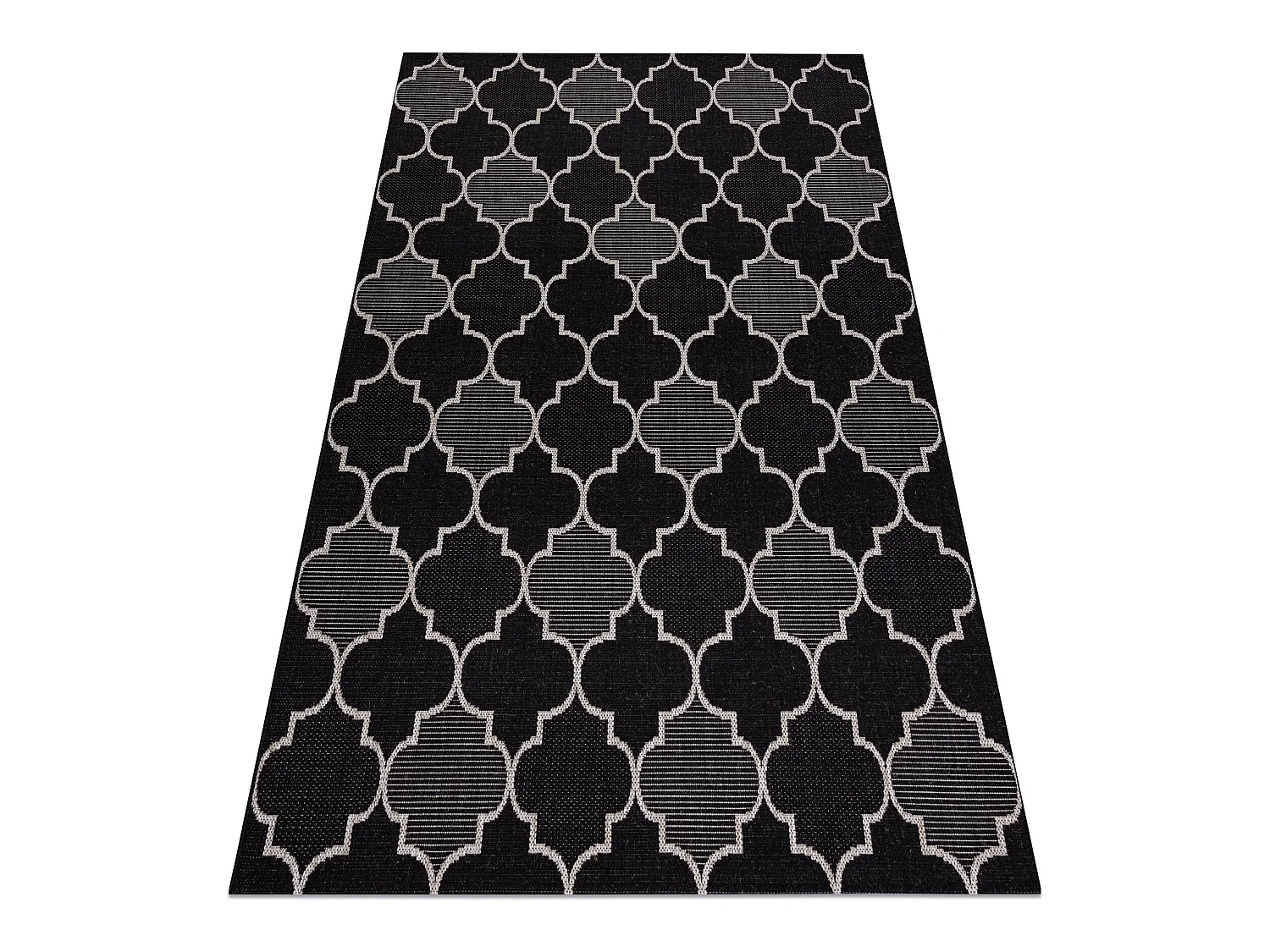 TAPIS EN CORDE SIZAL FLOORLUX 20607 Treillis marocain noir / argentin  140x200 cm