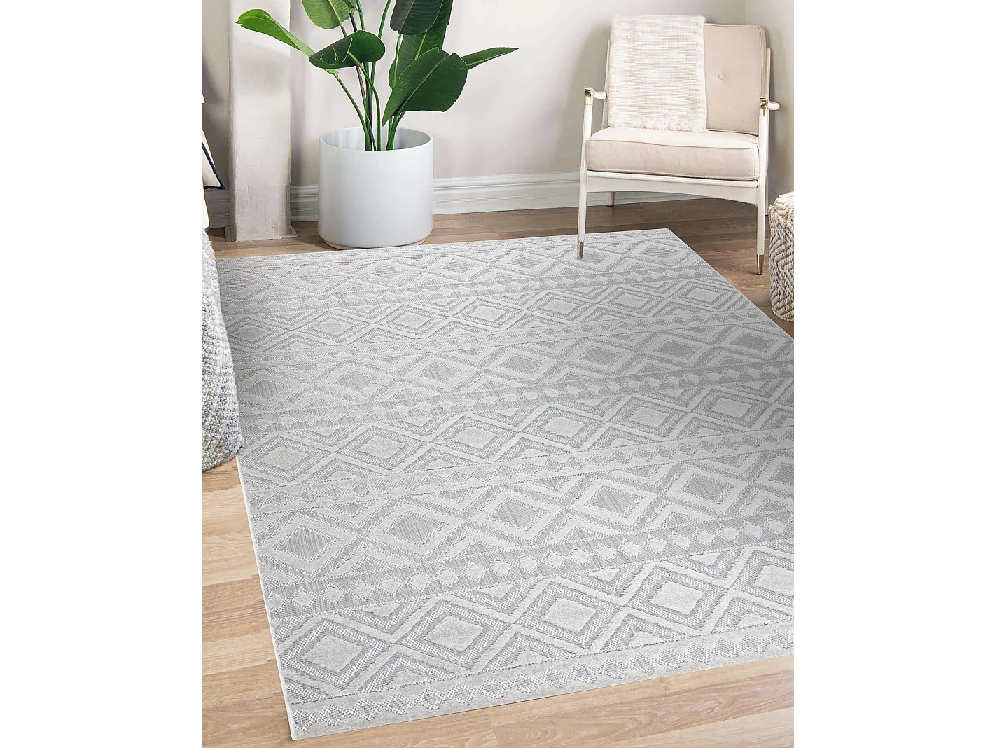 Tapijt Structureel SOLE D3851 Boho, diamanten Plat geweven, twee poolh 80x250 cm