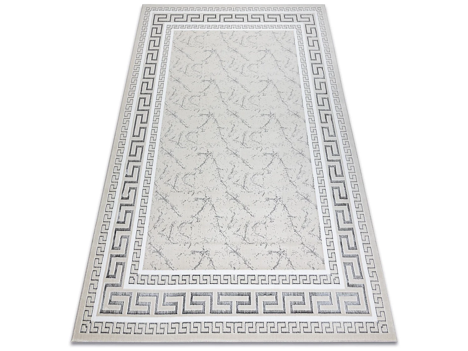 Tapis GLOSS moderne 2813 57 élégant, cadre, grec ivoire / gris 140x190 cm