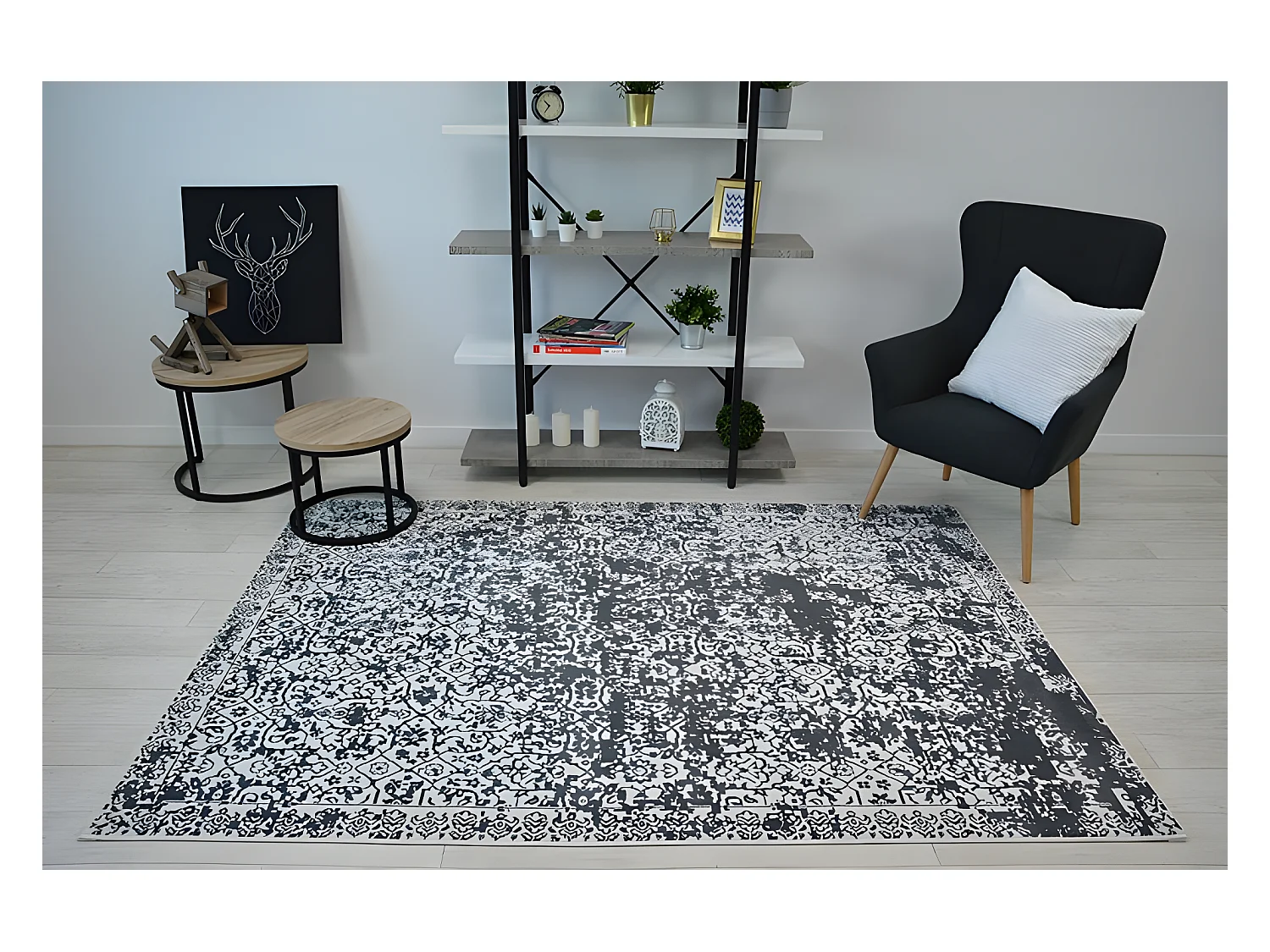 Tapijt SENSE Micro 81260 Vintage wit/anthracytkleuring 80x150 cm