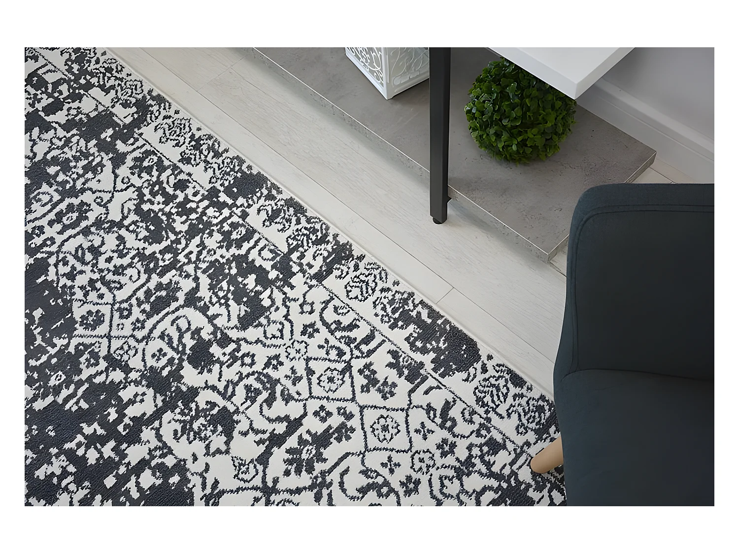 Tapijt SENSE Micro 81260 Vintage wit/anthracytkleuring 80x150 cm