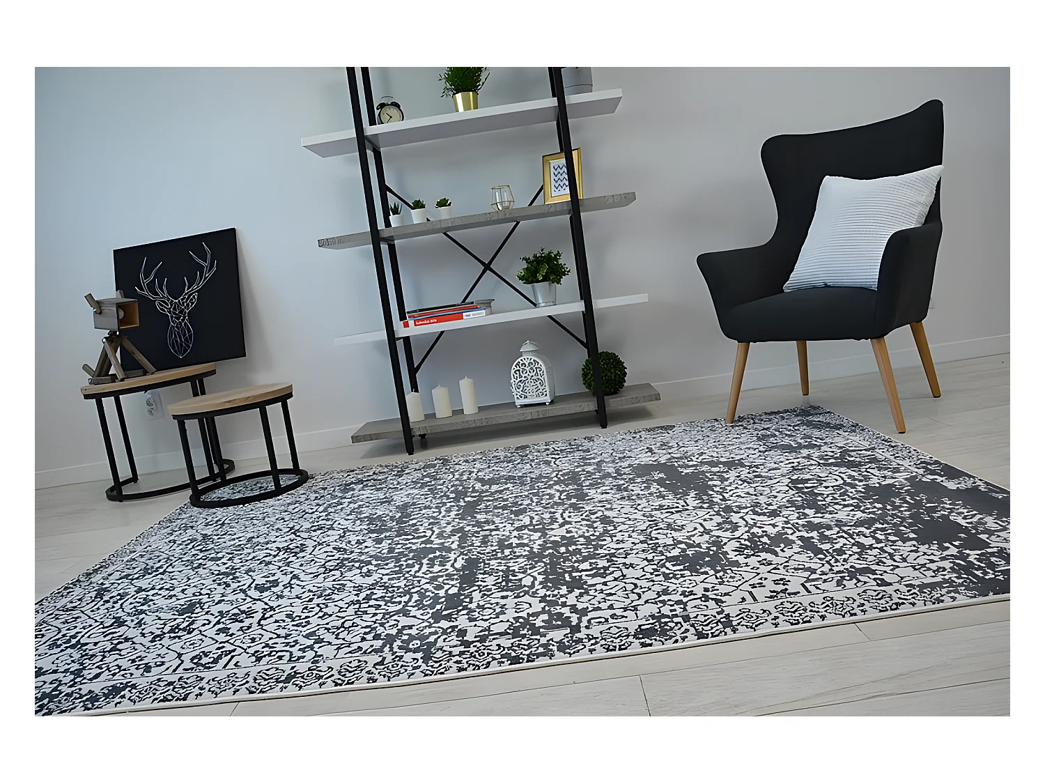 Tapijt SENSE Micro 81260 Vintage wit/anthracytkleuring 80x150 cm