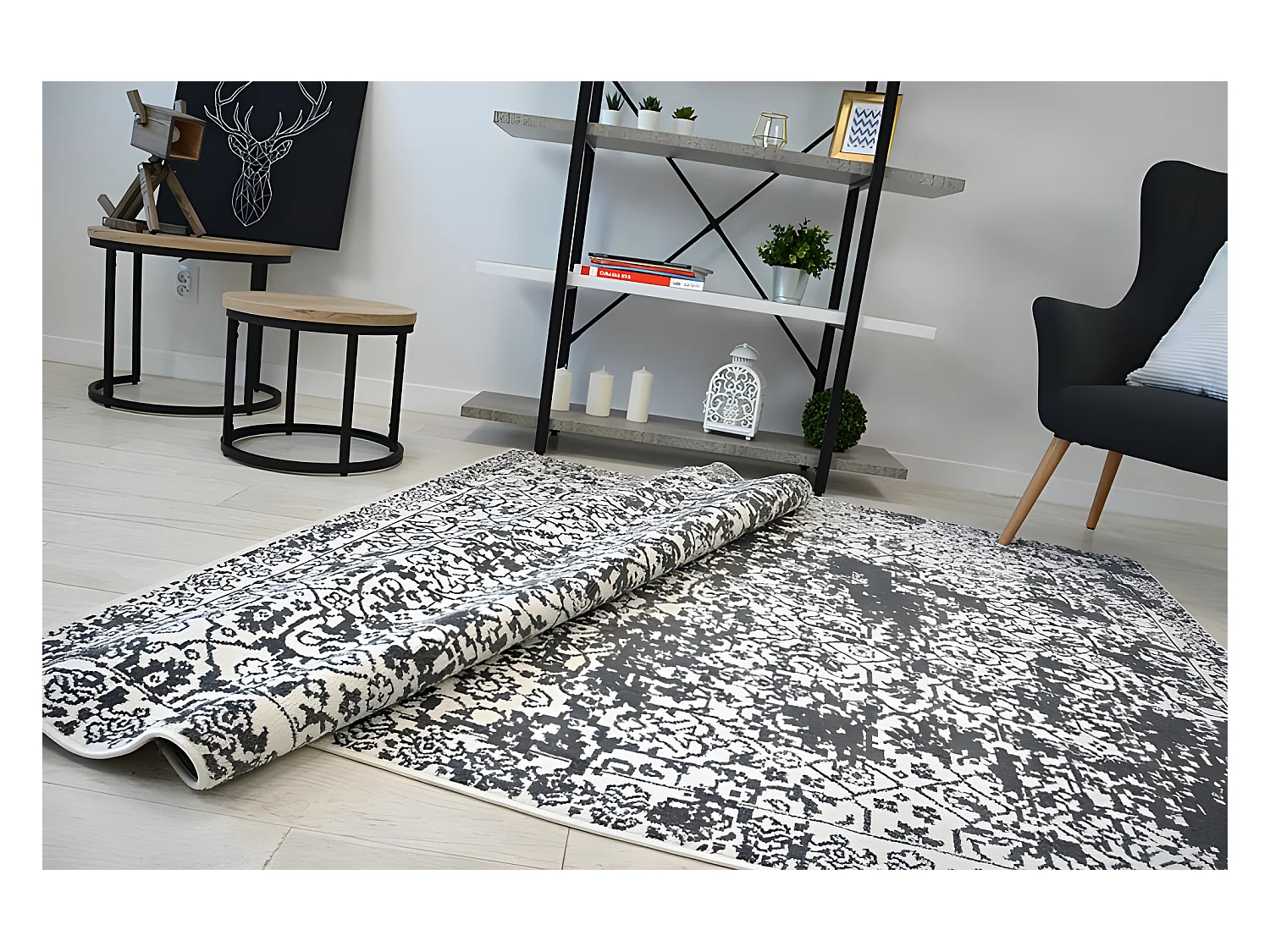 Tapijt SENSE Micro 81260 Vintage wit/anthracytkleuring 80x150 cm