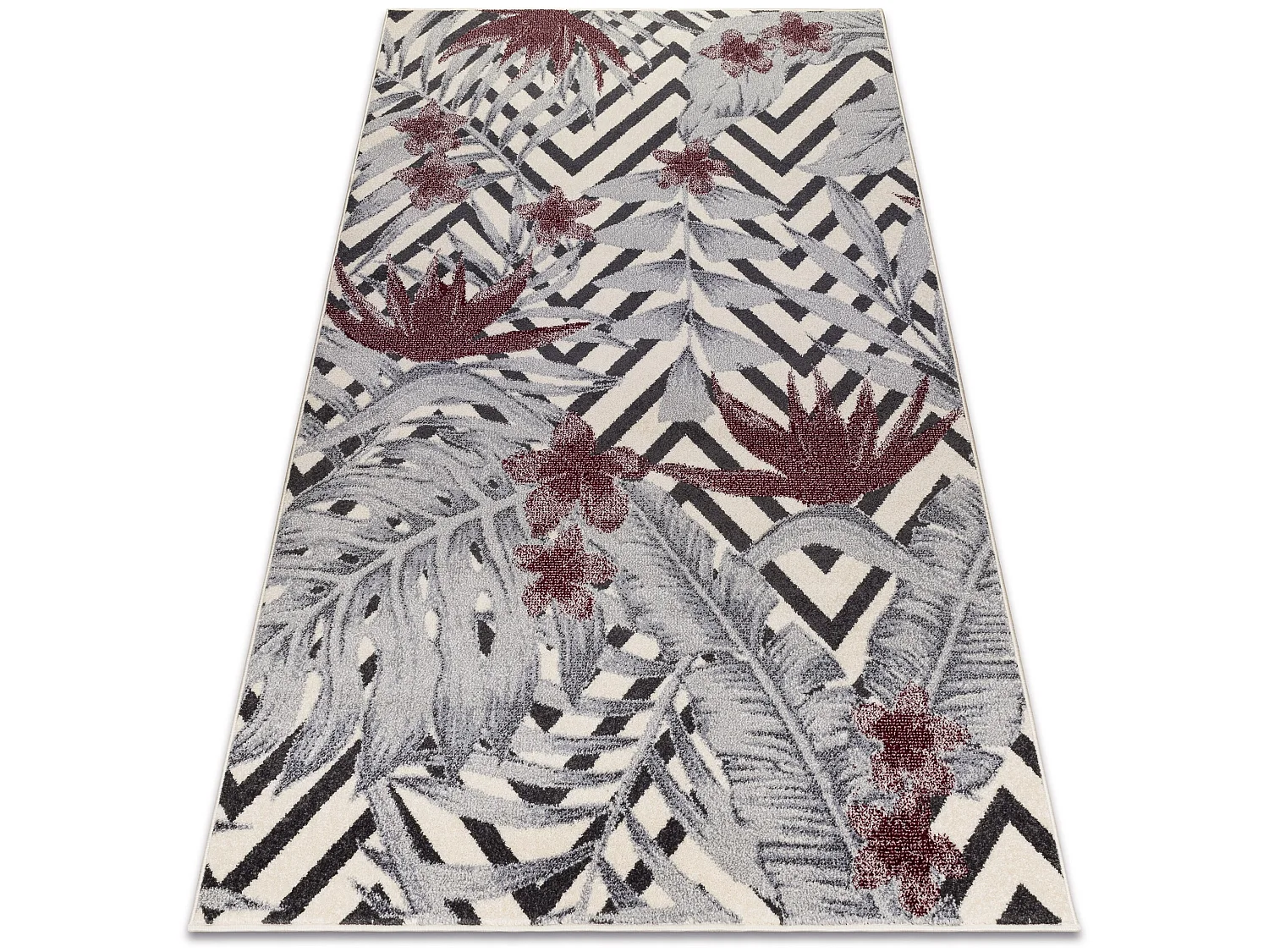 Tapis HEOS 78540 crème / bordeaux FEUILLE JUNGLE 120x170 cm