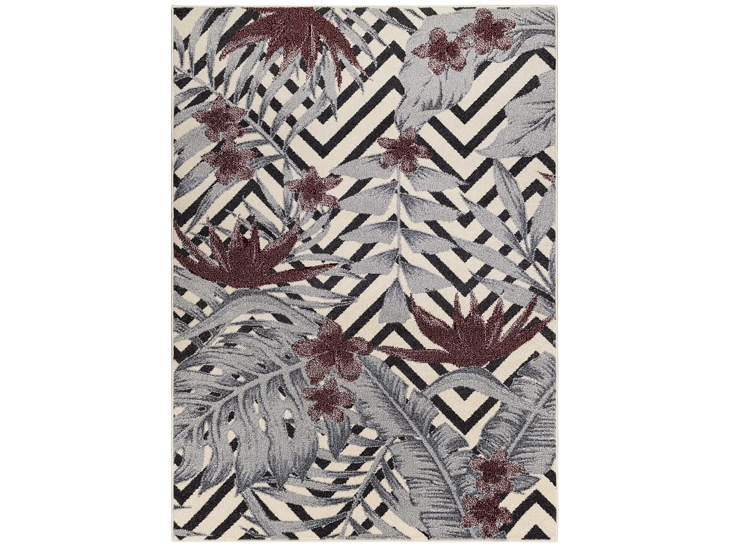 Tapis HEOS 78540 crème / bordeaux FEUILLE JUNGLE 120x170 cm