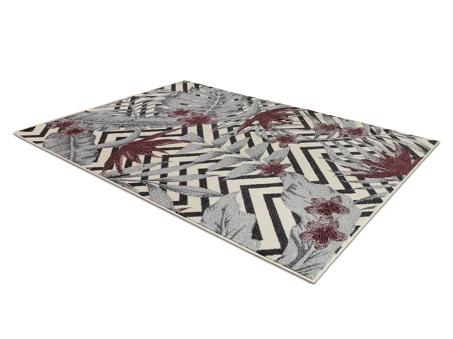 Tapis HEOS 78540 crème / bordeaux FEUILLE JUNGLE 120x170 cm