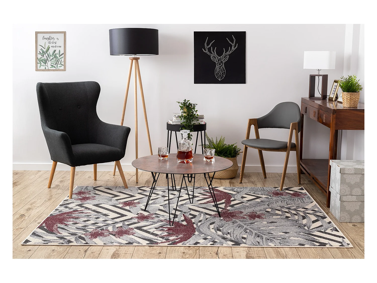Tapijt HEOS 78540 crème / kastanjebruin blad motief JUNGLE 120x170 cm