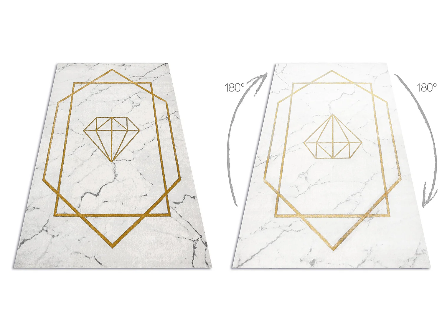 Tapis EMERALD exclusif 1019 glamour, élégant diamant, marbre crème  140x190 cm