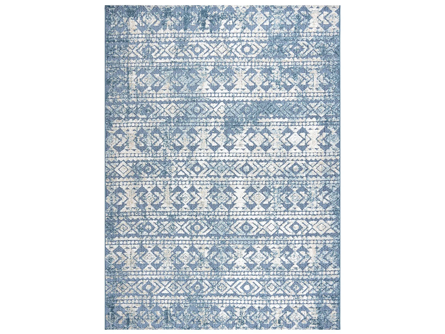 Tapis Structural SOLE D3732 aztèque, diamants - tissé à plat bleu / 80x250 cm
