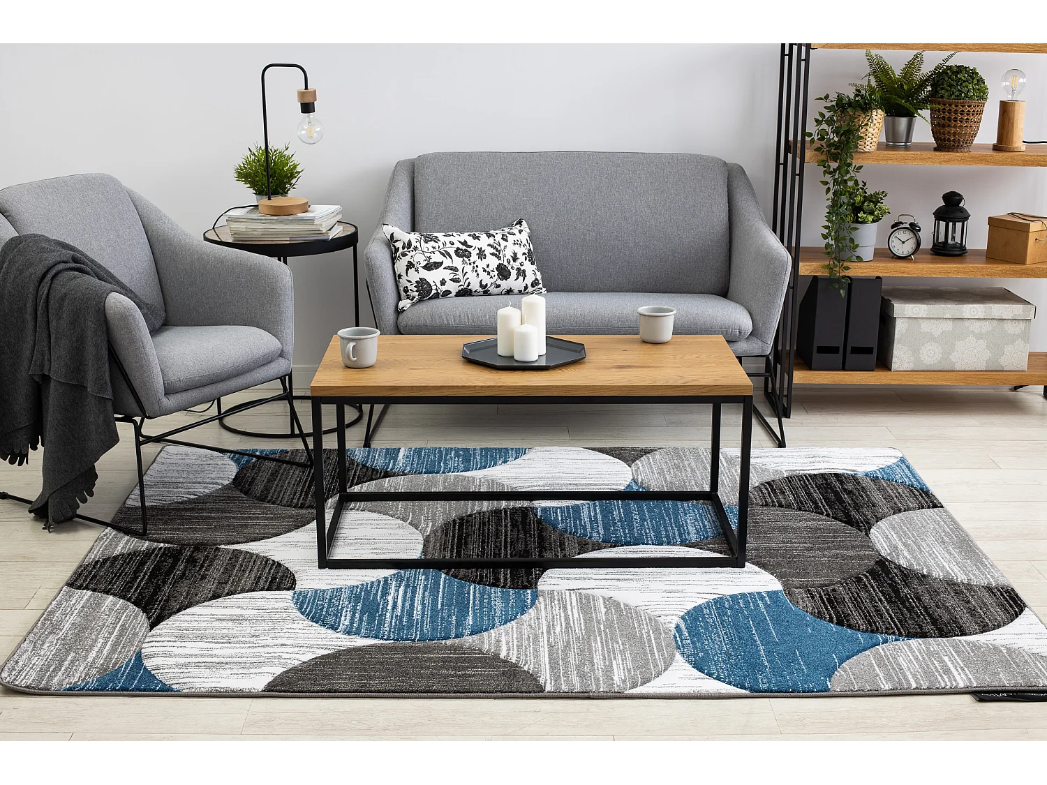 Teppich ALTER Geo Muscheln blau 200x290 cm