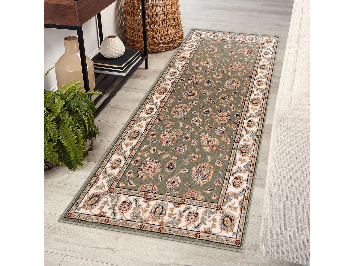 Tapis NAIN Ornement, cadre 7338/51088 vert / beige 160x230 cm