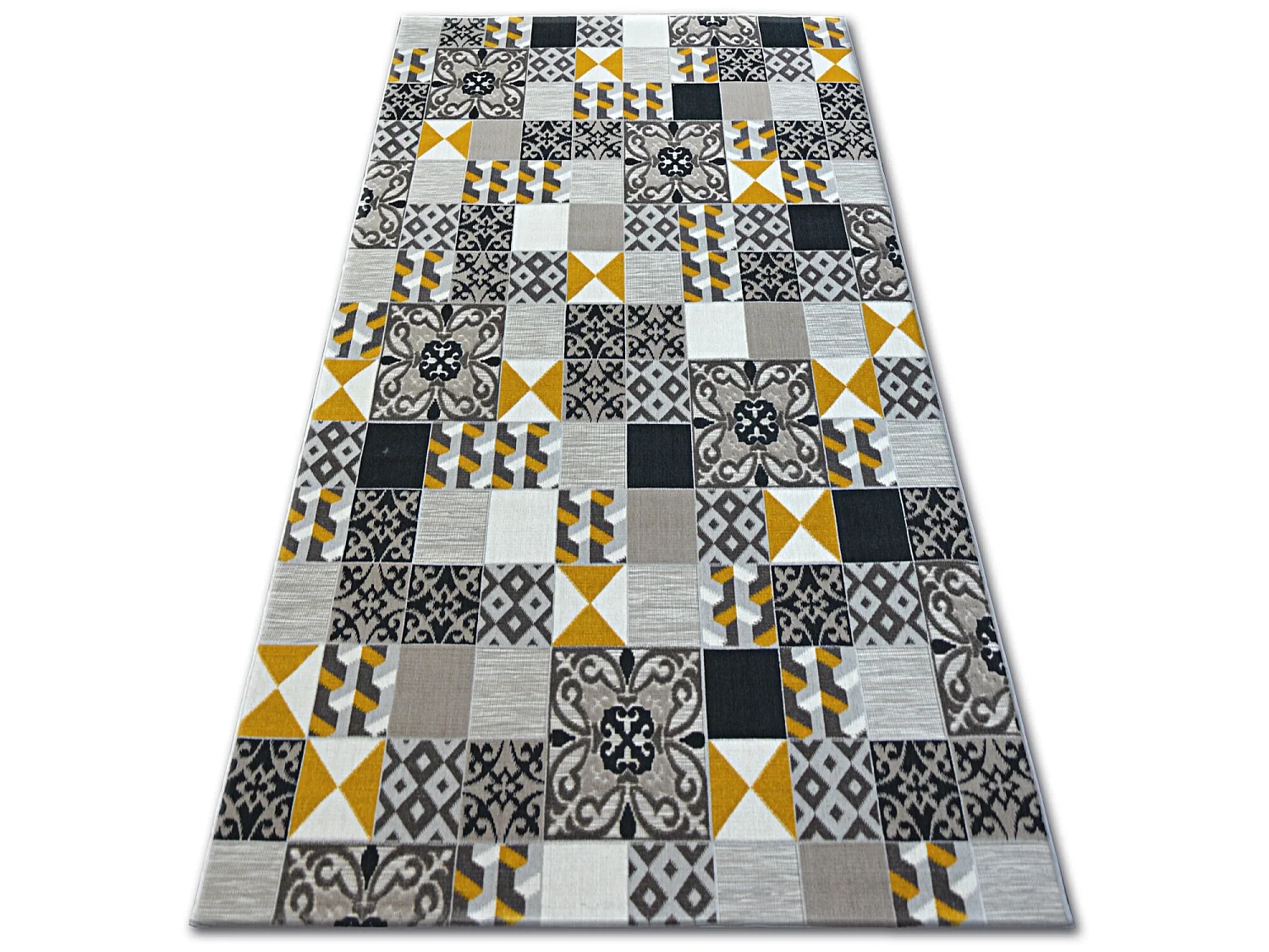 Tapijt LISBOA 27218/255 Vierhoeken , Tegels ,  Geel Vossabon Portugese 80x150 cm